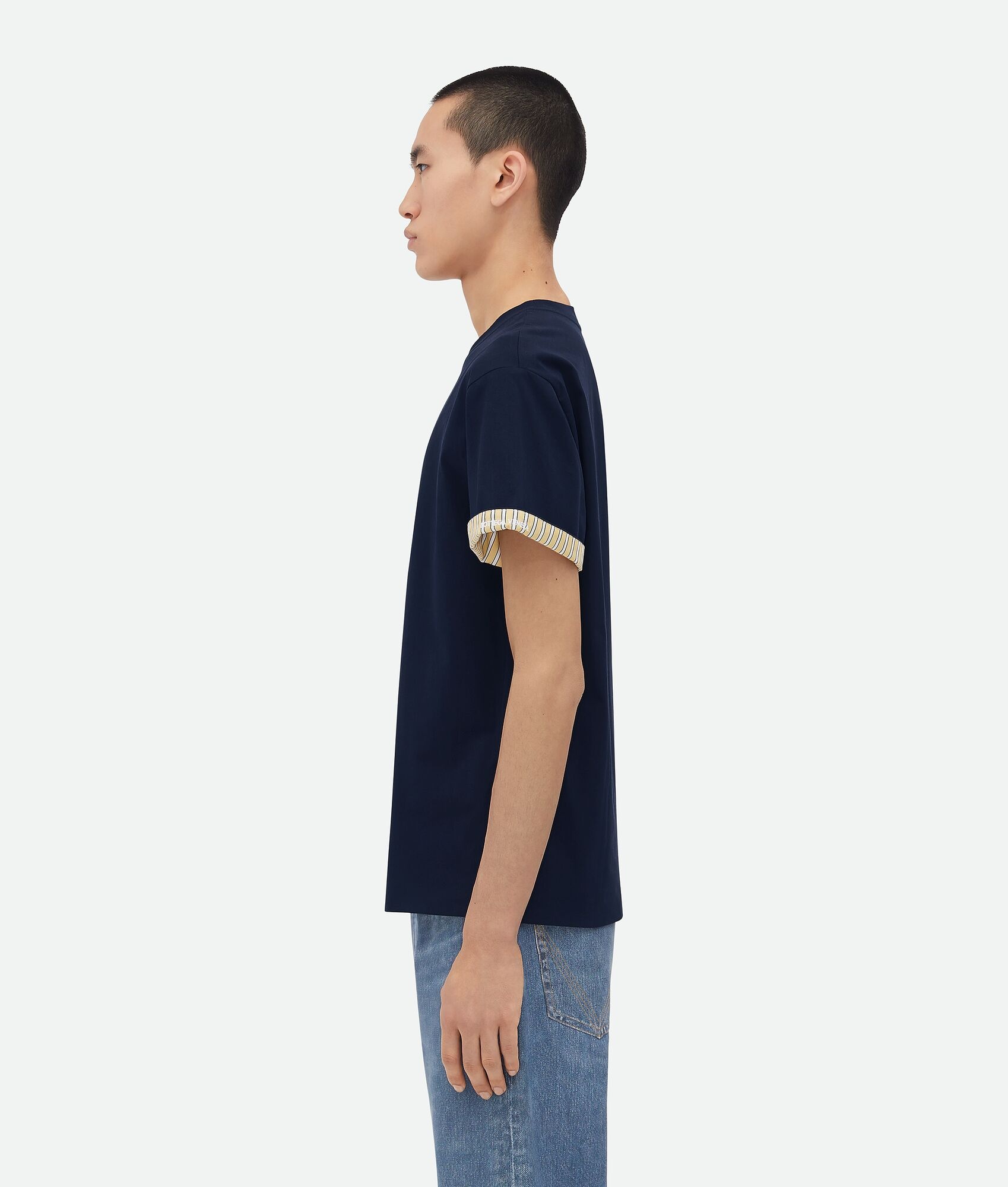 Tシャツ・カットソー BOTTEGA VENETA DOUBLE LAYER STRIPED COTTON T-SHIRT Bottega Veneta® Women's Double Layer Striped Cotton T-Shirt