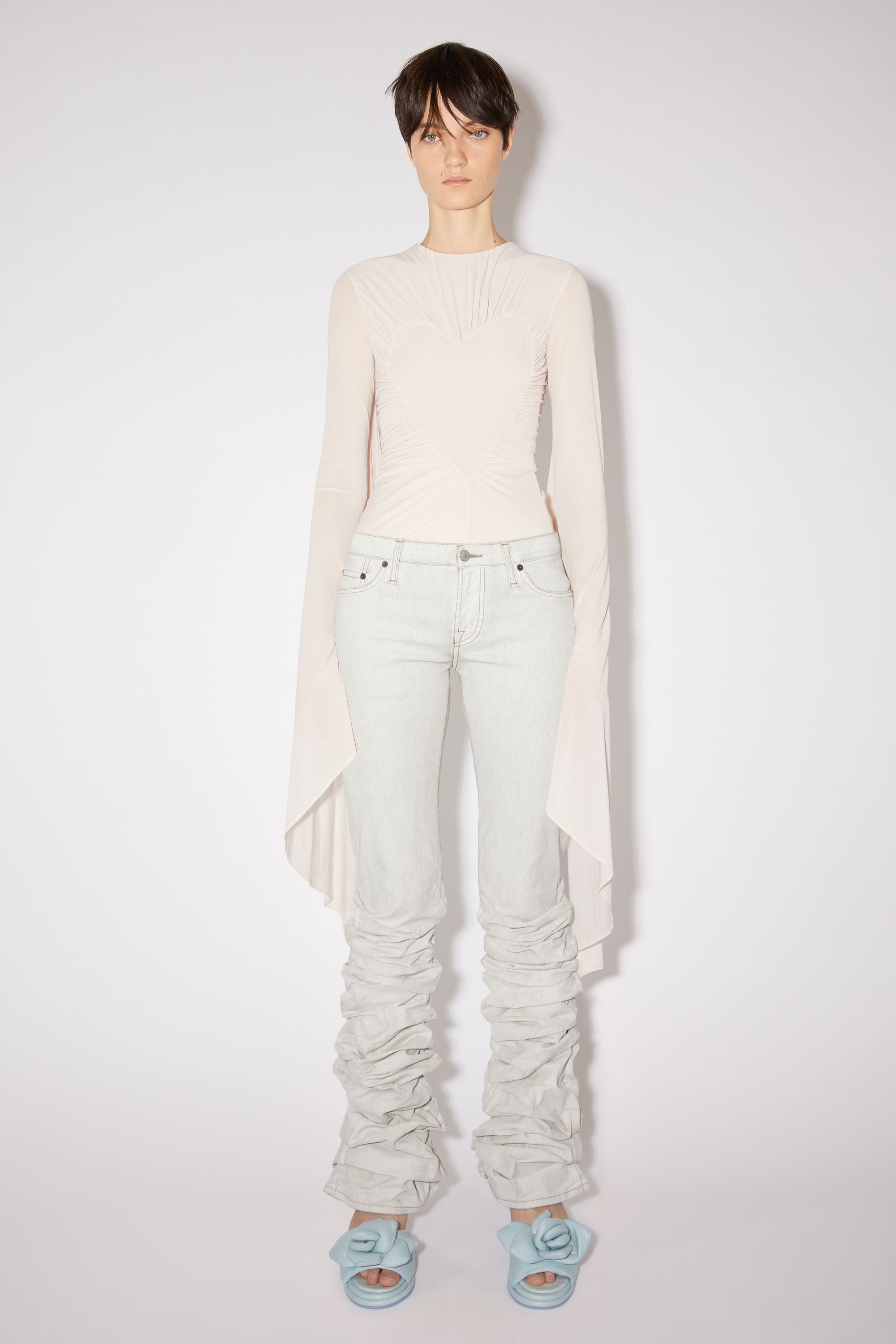 Denim trousers - White/brown - 2