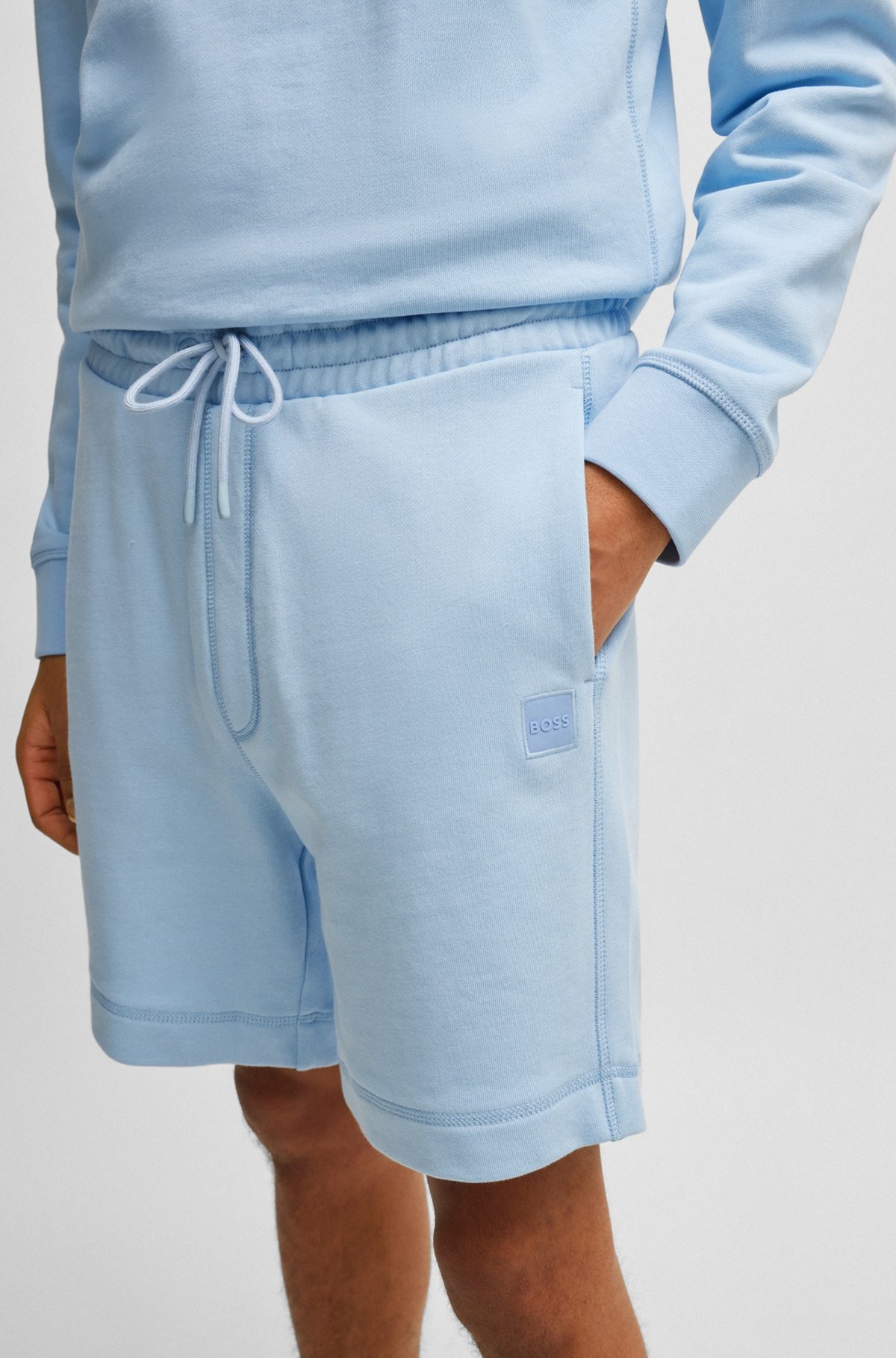 COTTON-TERRY REGULAR-FIT SHORTS WITH LOGO BADGE - 3
