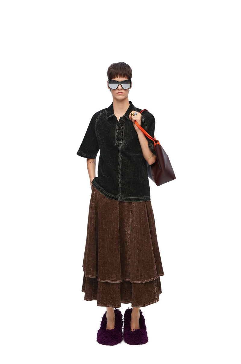 Loewe Double layer skirt in denim outlook