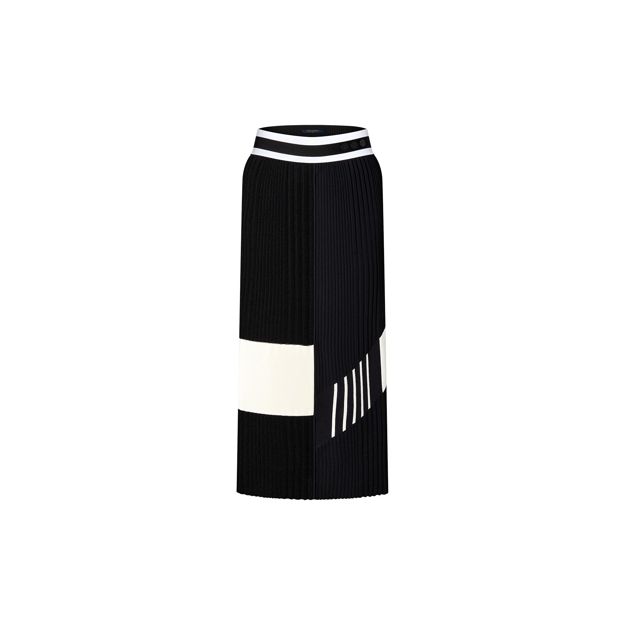 Color-Blocked Knit Midi Skirt - 1