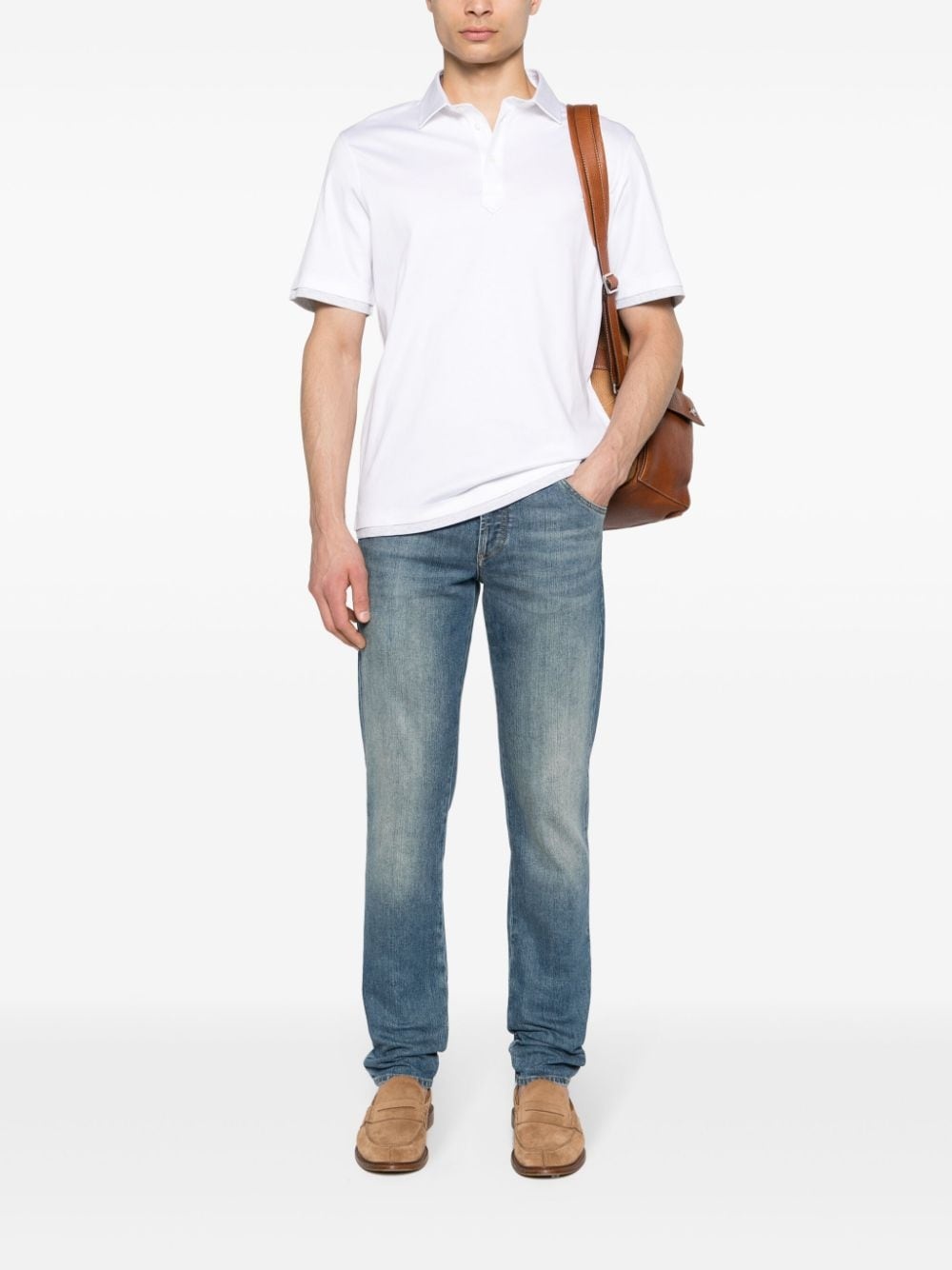 contrasting-trim cotton polo shirt - 2