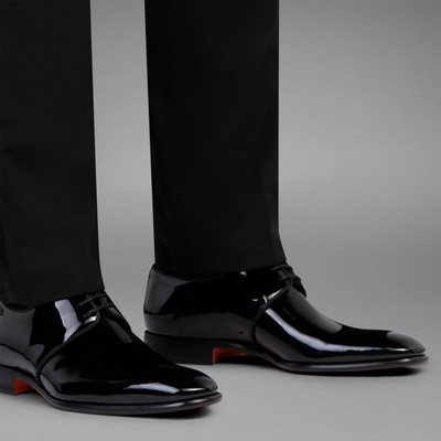 Santoni Men's black patent leather Derby shoe outlook
