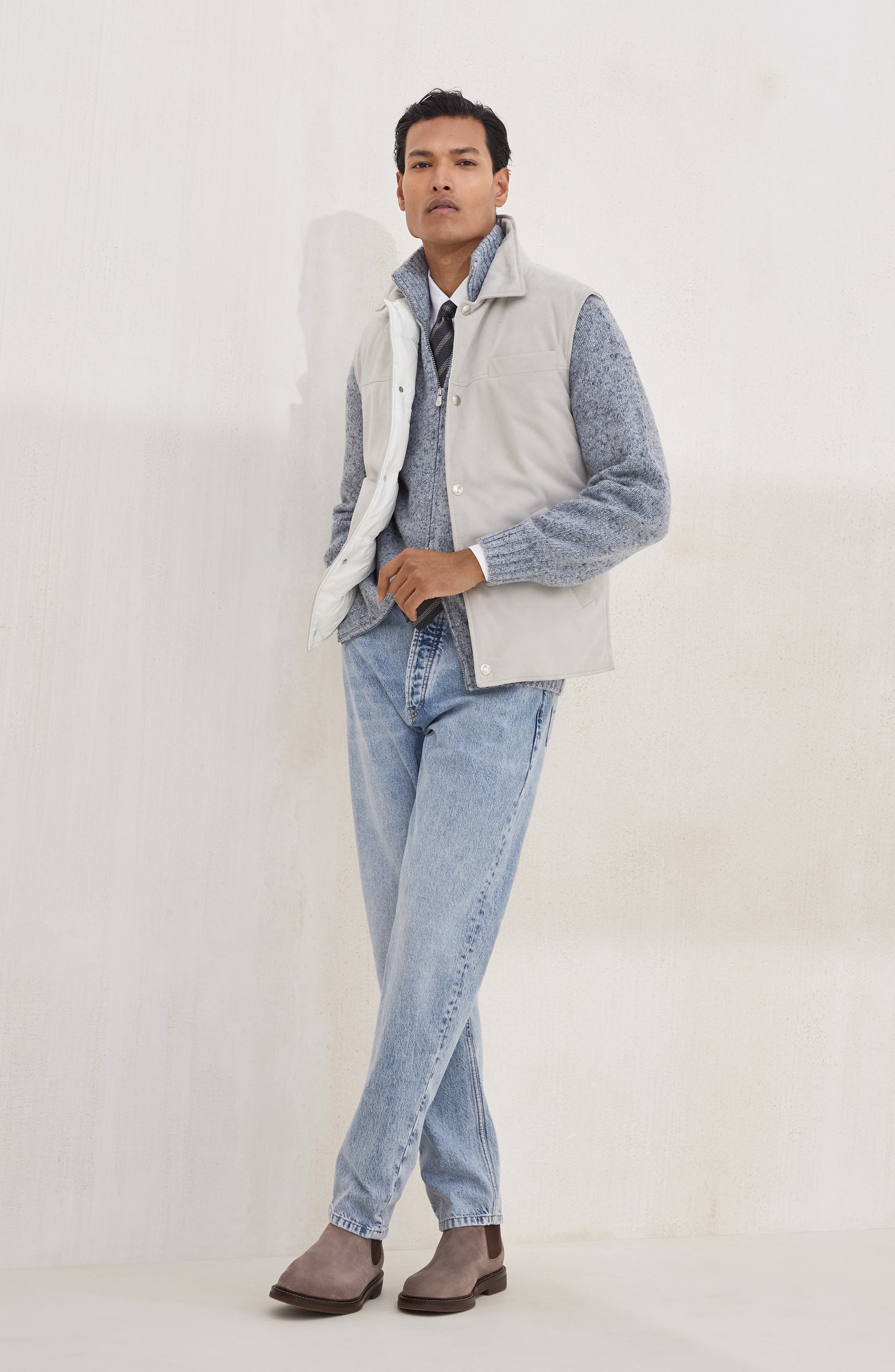 Brunello Cucinelli Zip-front cardigan in Light Blue Denim at Nordstrom - 6