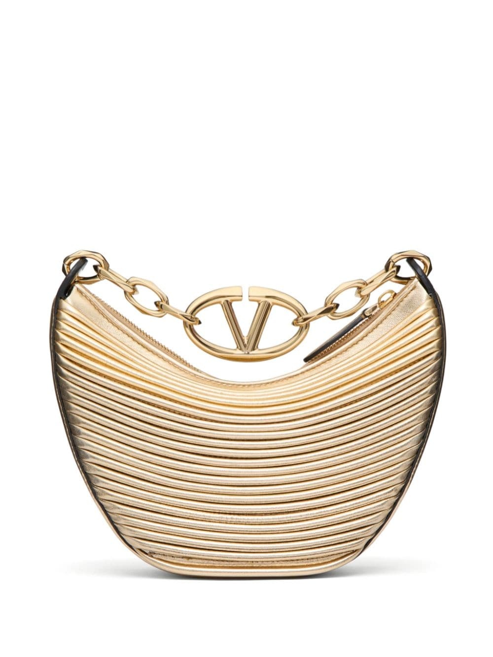 VLogo metallic leather shoulder bag - 3