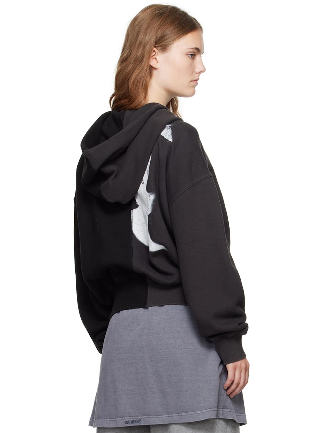 Gray & Black Unbalance Hoodie - 3