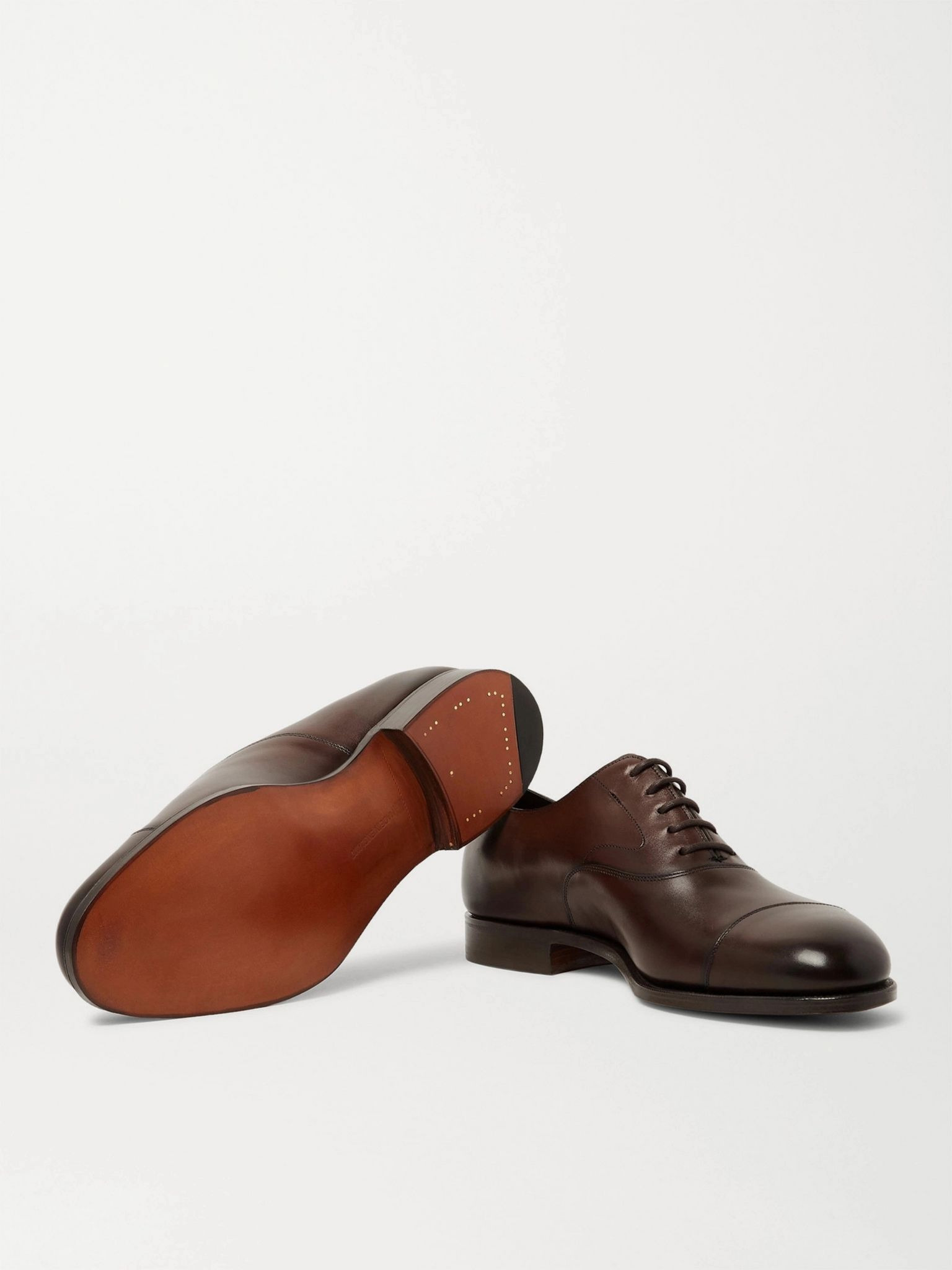 Chelsea Cap-Toe Burnished-Leather Oxford Shoes Dark brown - 3