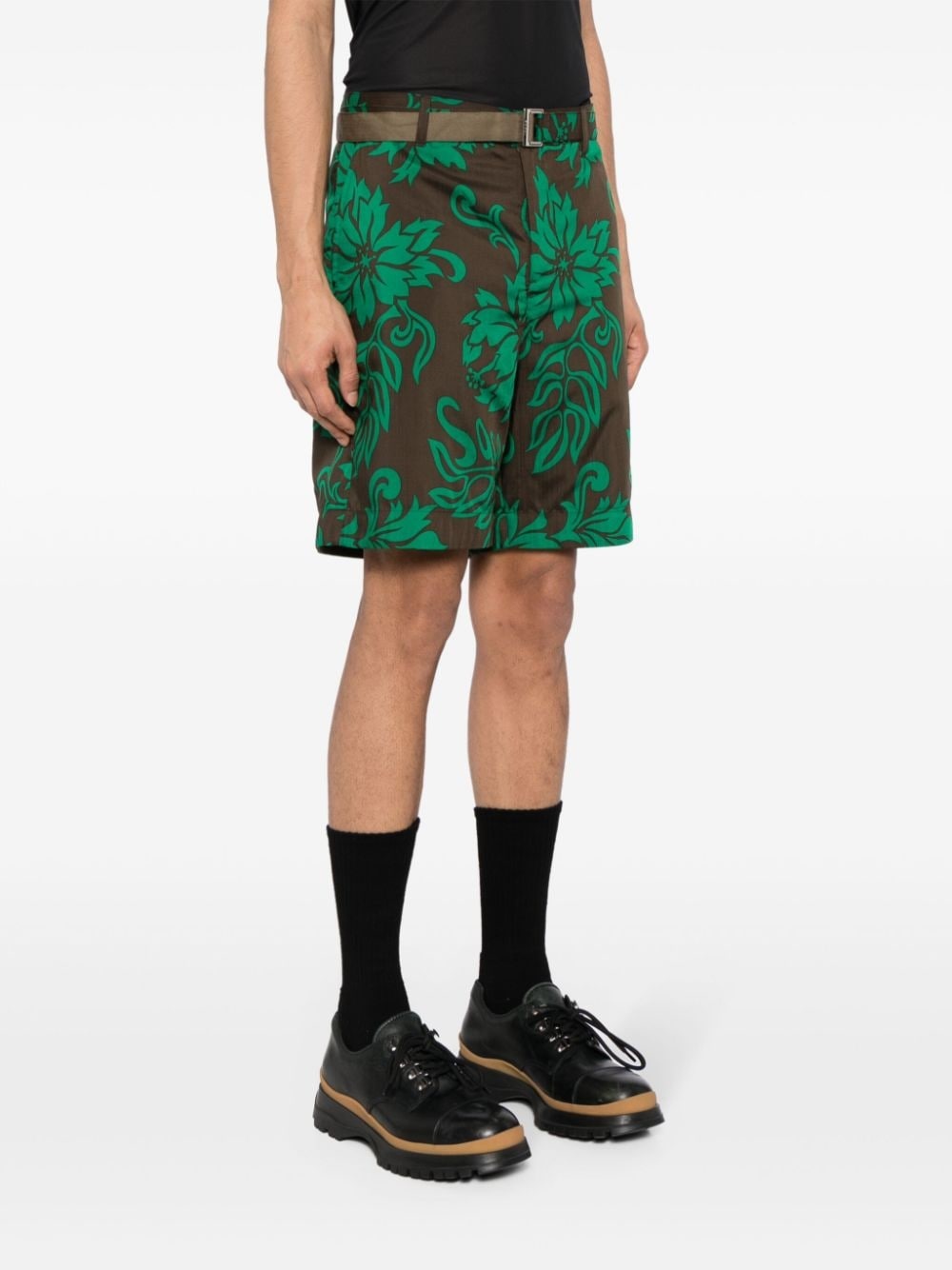 floral-print cotton shorts - 3
