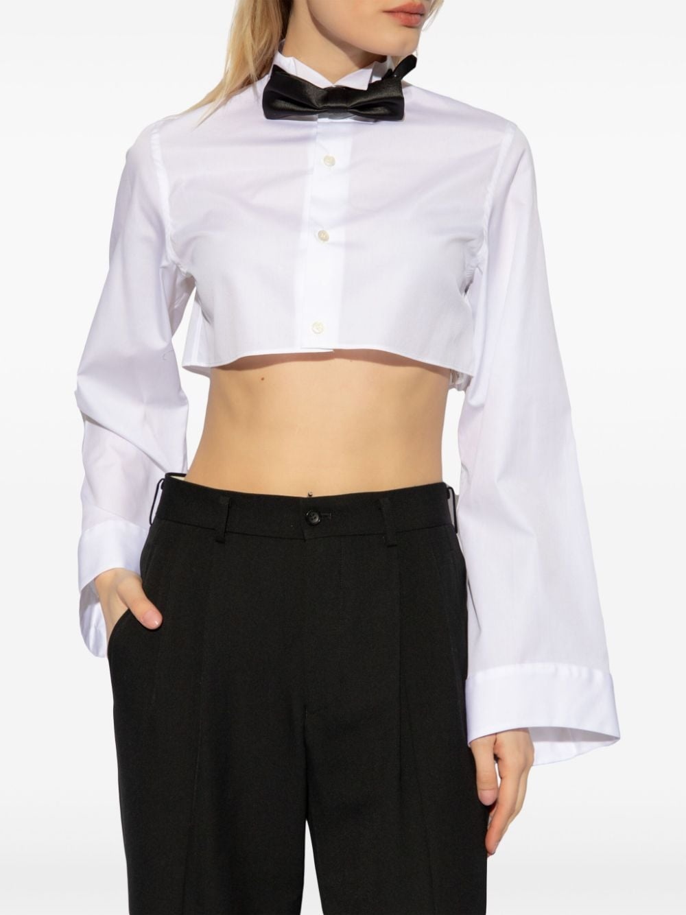 bow-embellished cotton shirt - 3