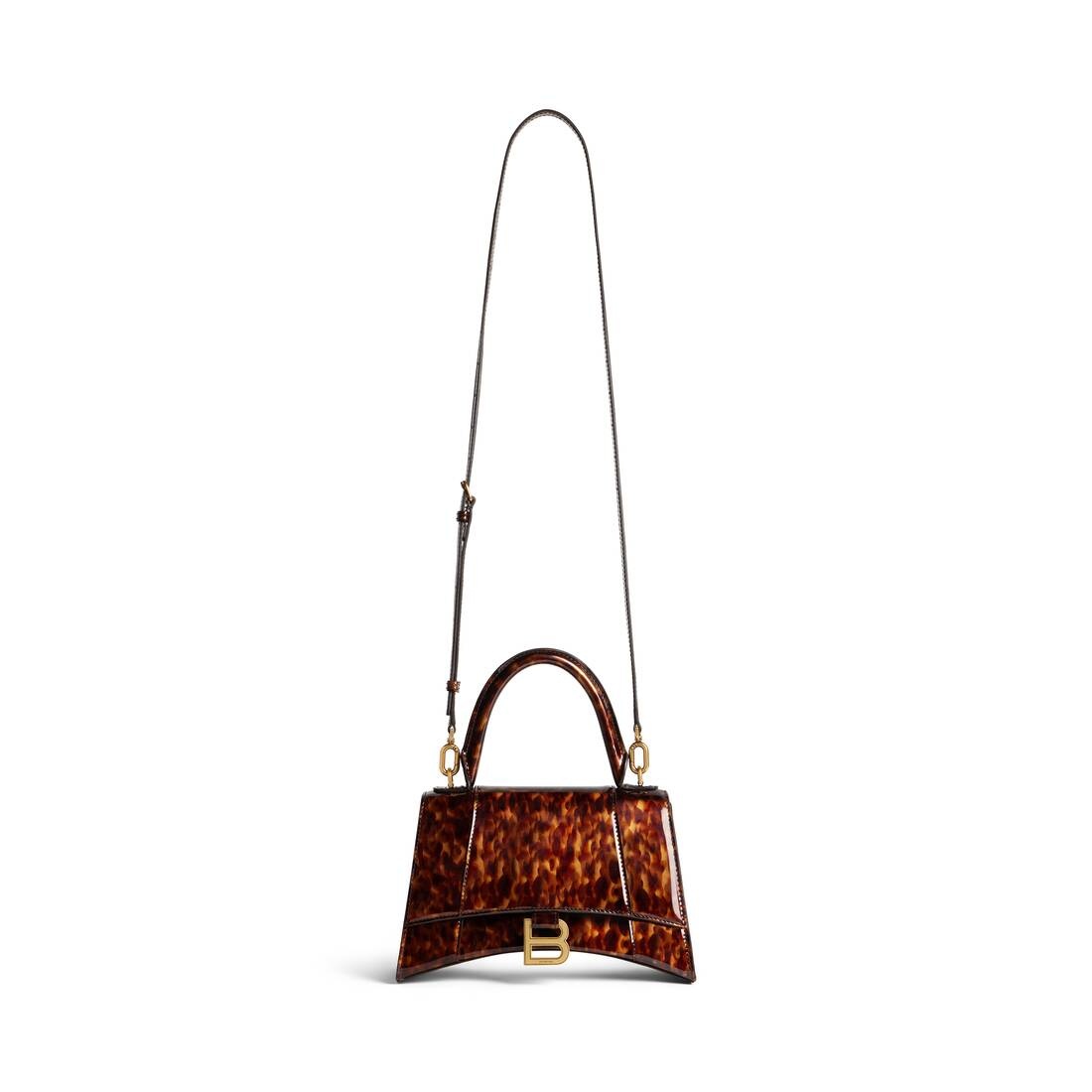 Women's Hourglass Small Handbag Tortoise Shell Print in Brown - 5