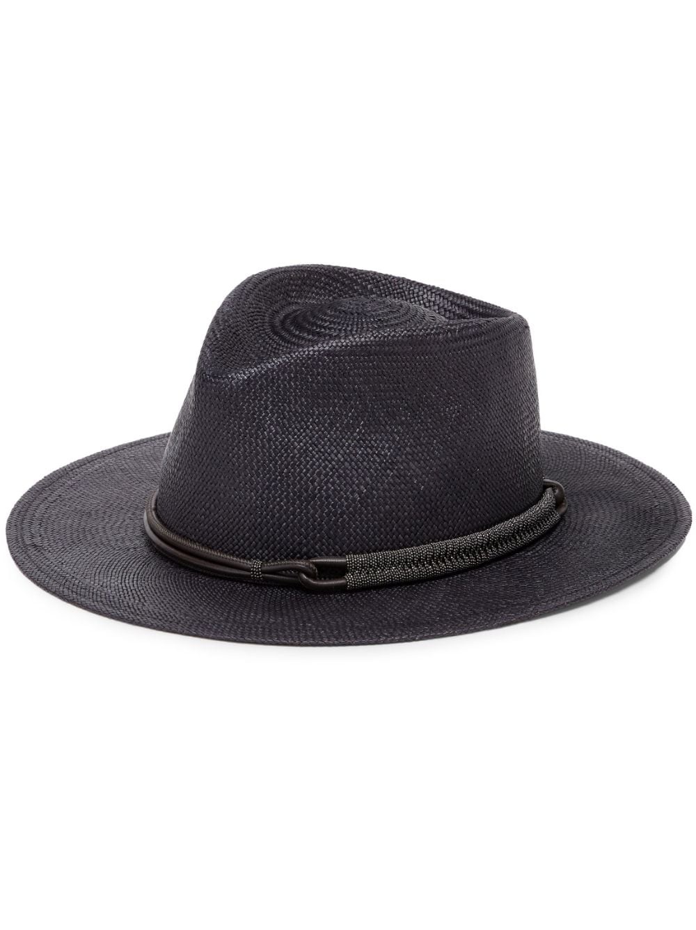 Monili-bead straw fedora hat - 1
