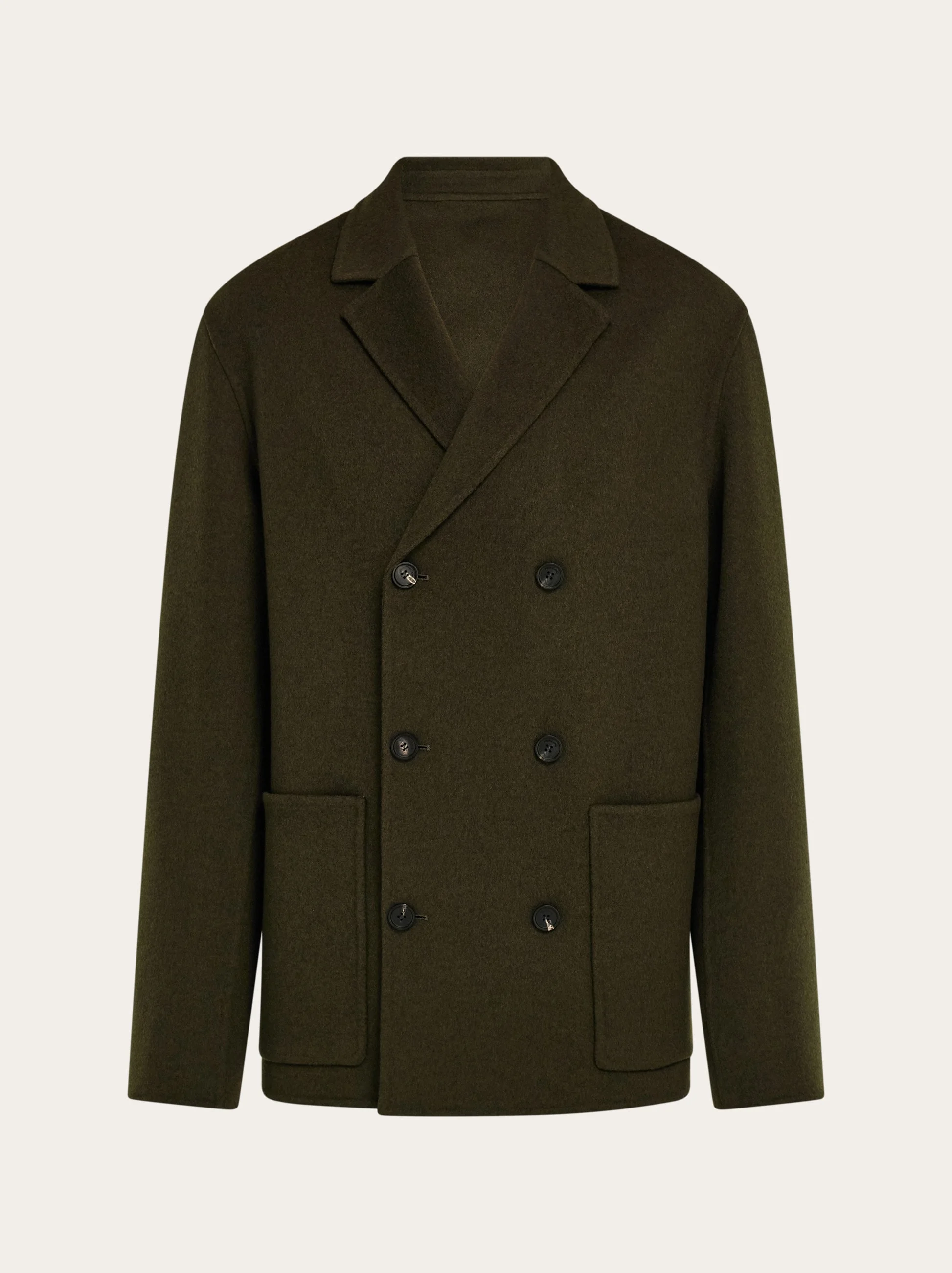 Double breasted wool and cashmere blazer - 1