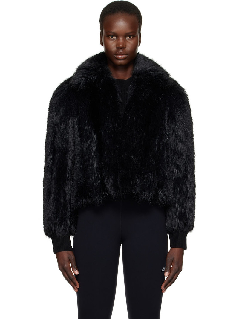Black Shrunk Faux-Fur Jacket 1