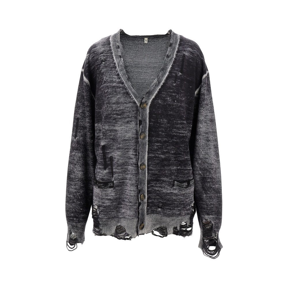 DISTRESSED KNIT 'BOYFRIEND' CARDIGAN - 1