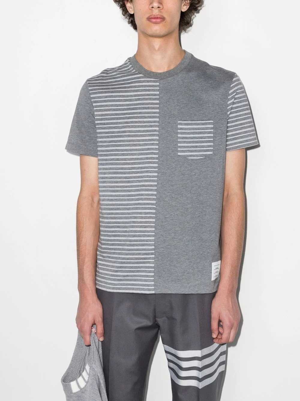 striped panel T-shirt - 2