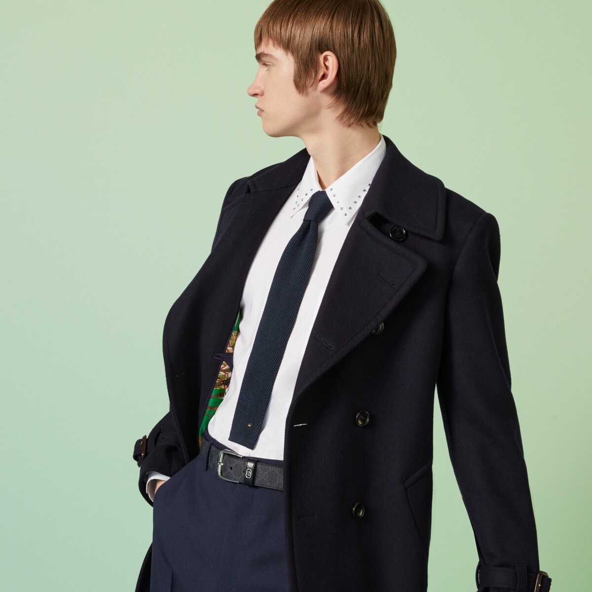 Knitted silk Double G tie - 3
