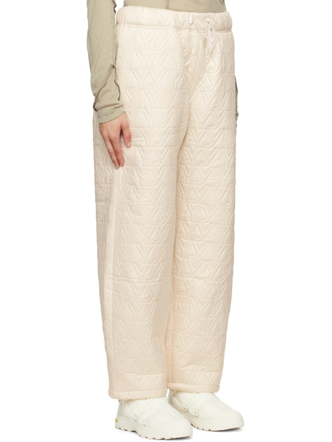 Beige 'YY' Quilted Trousers - 2