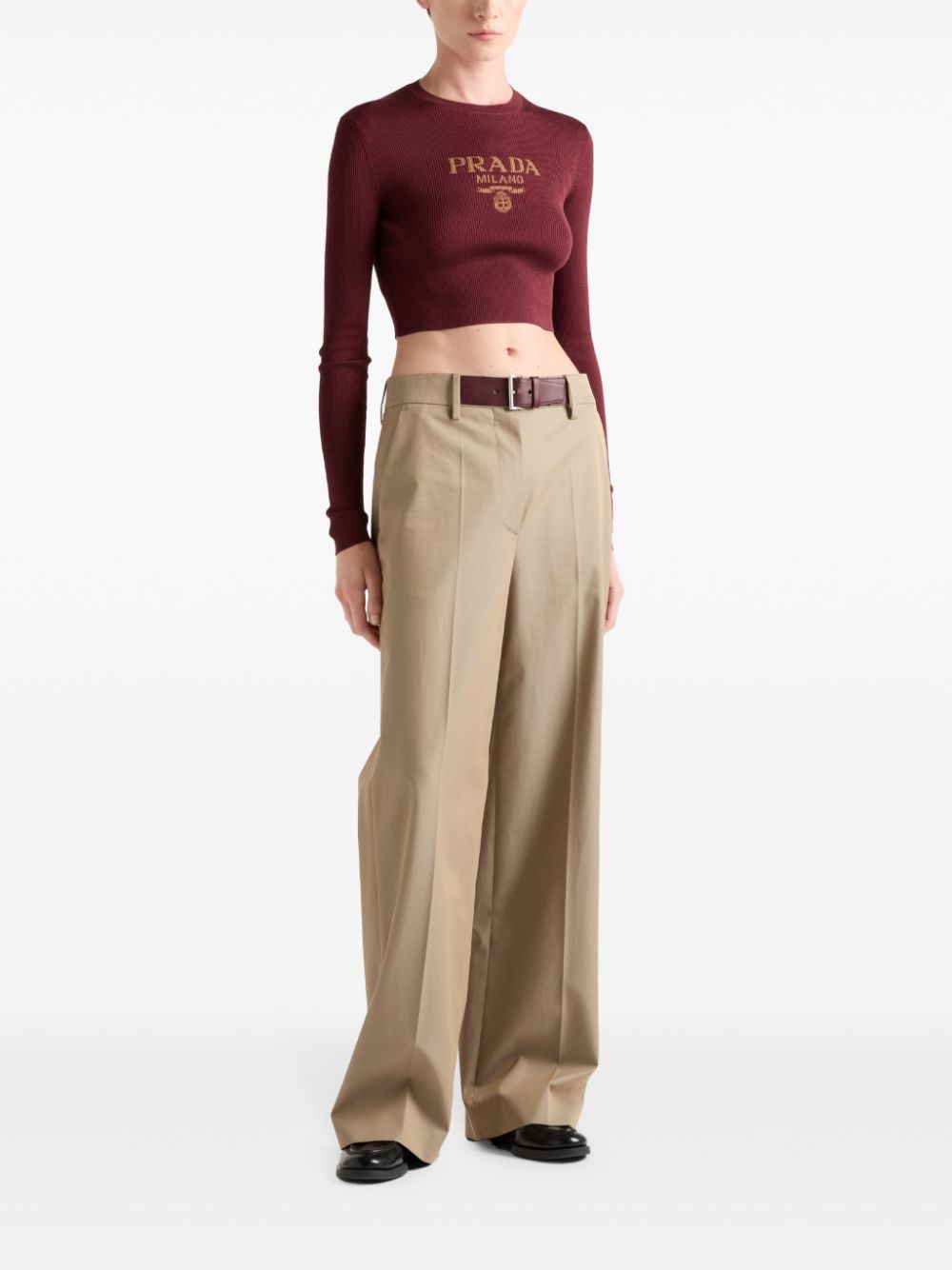 intarsia-knitted logo silk top - 2
