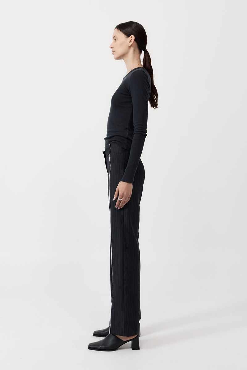 Deconstructed Pinstripe Trousers - Black 4
