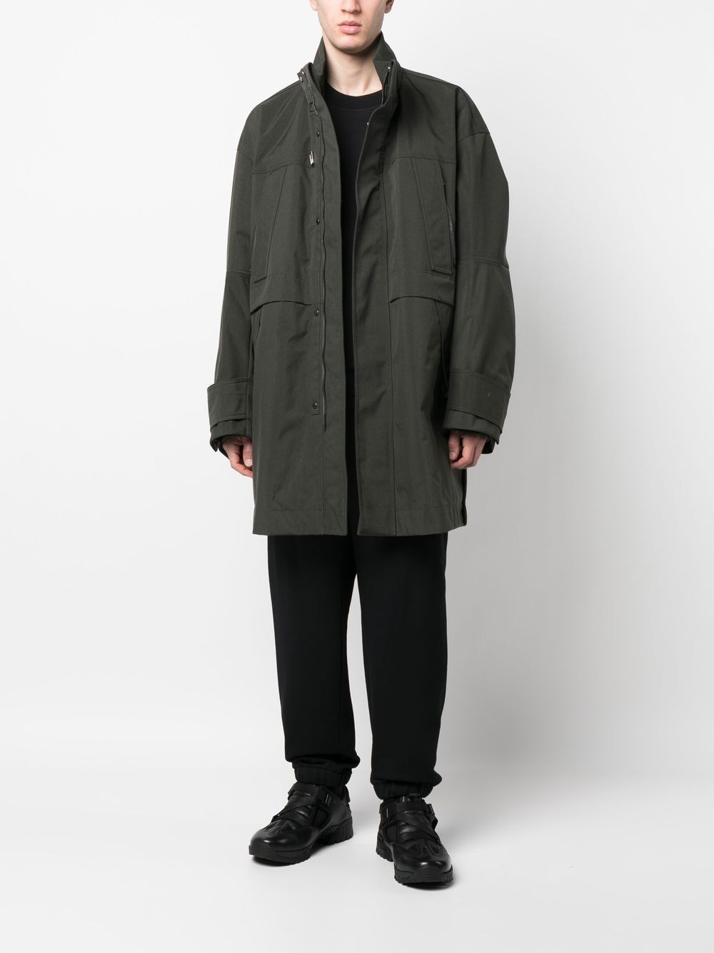 logo-plaque zip-up coat - 2