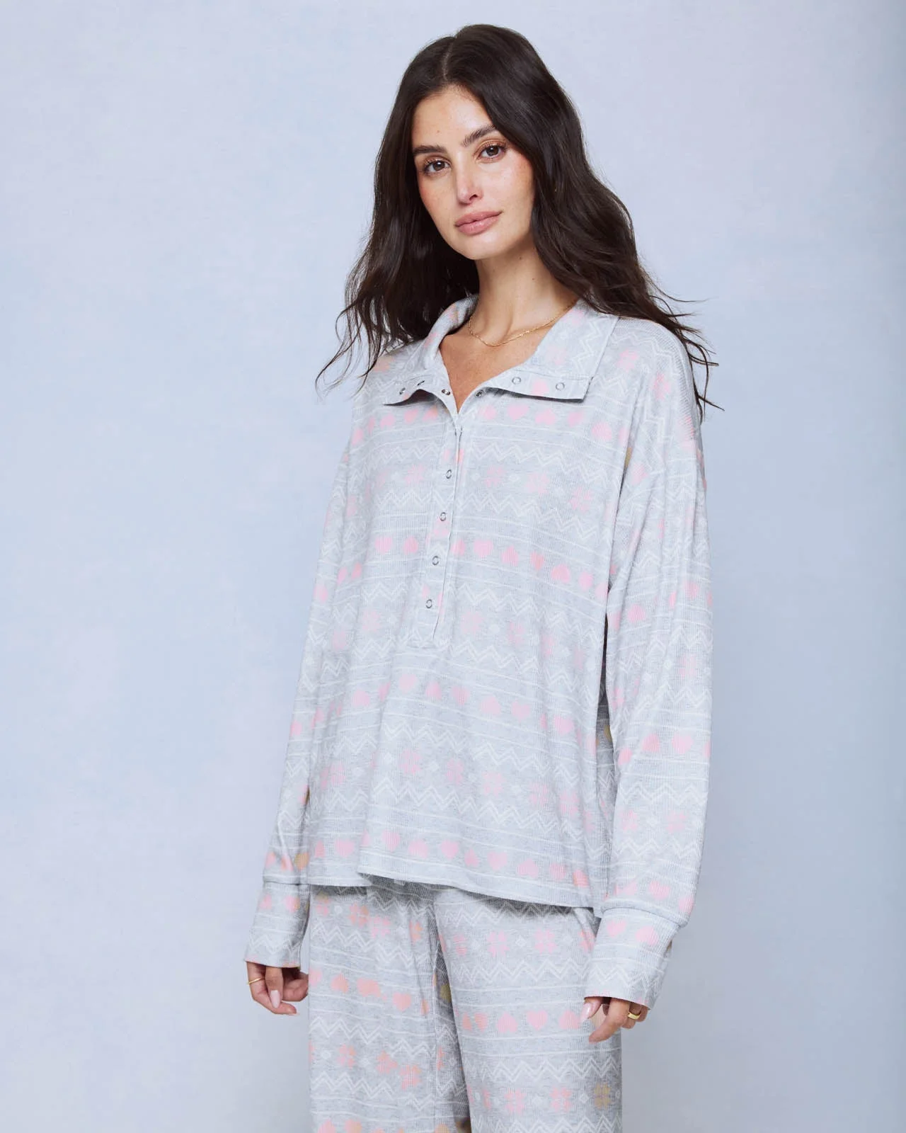 Festive Fairisle All Day Waffle Knit PJ Set - 1