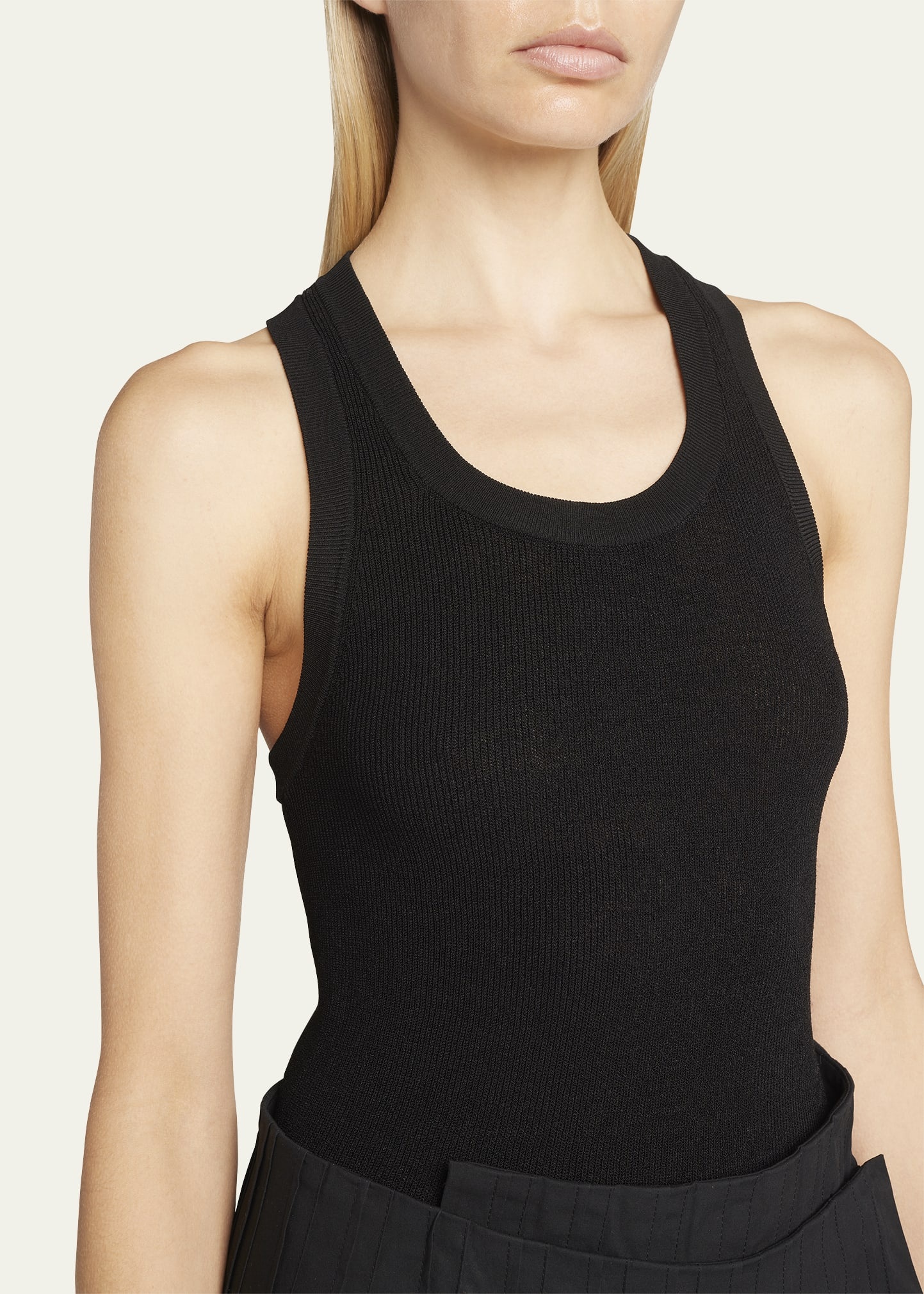 Matte Viscose Ribbed Knit Tank Top - 4
