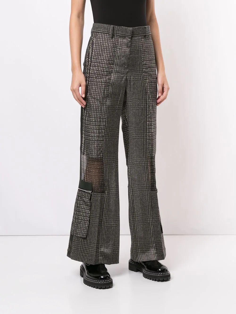 plaid print trousers - 3