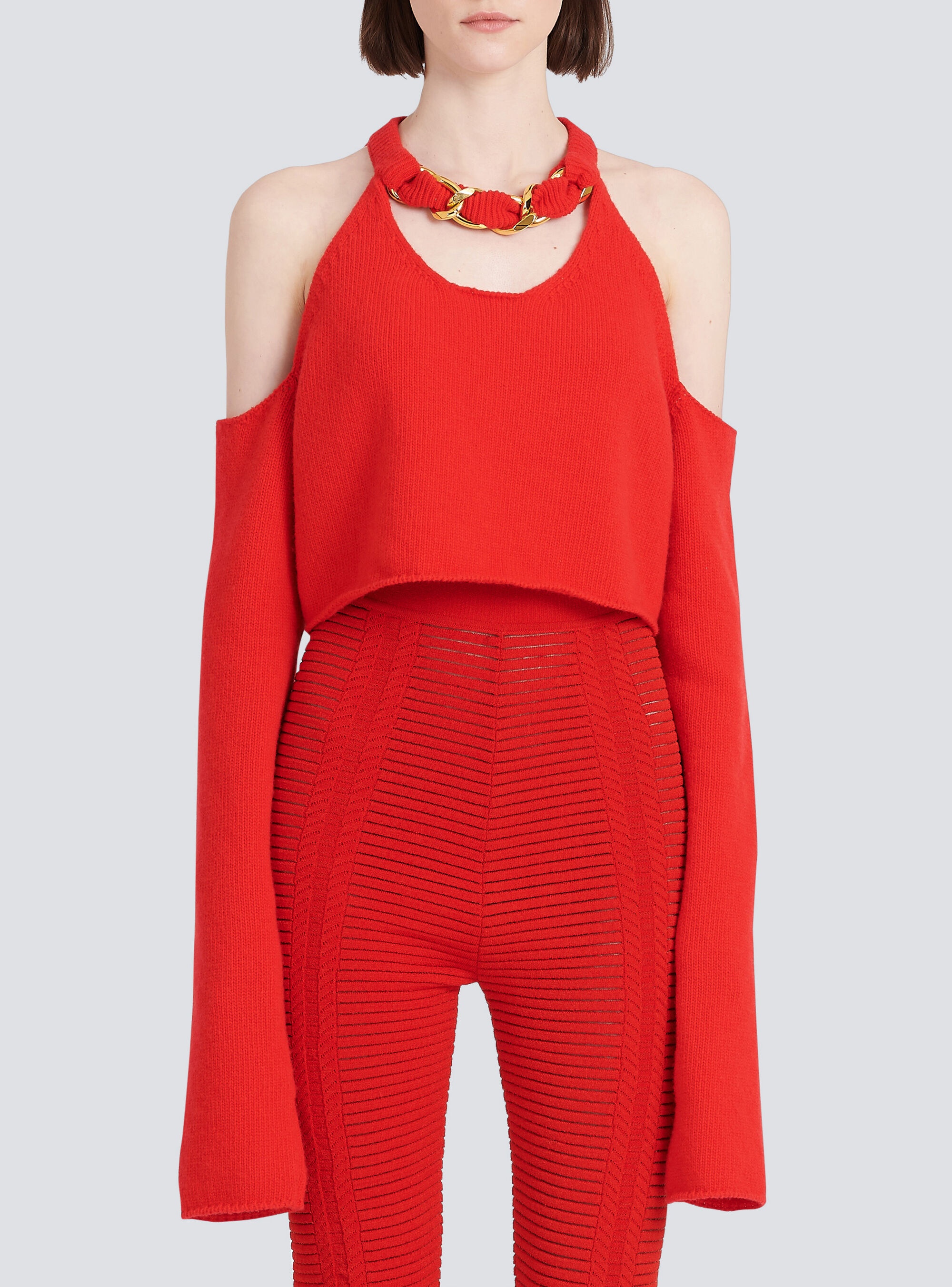 Cropped knit sweater - 6