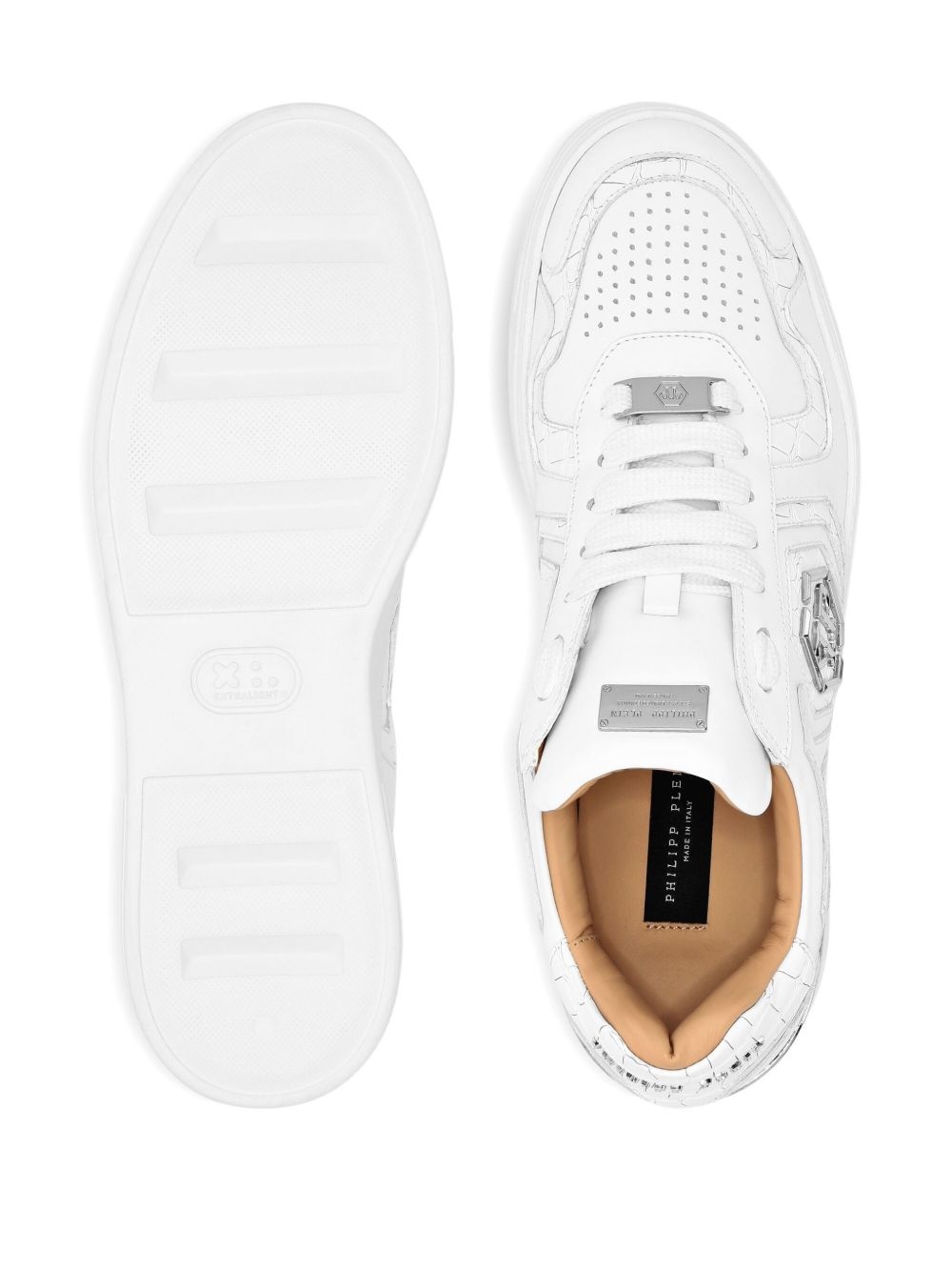 crocodile-embossed logo trainers - 3