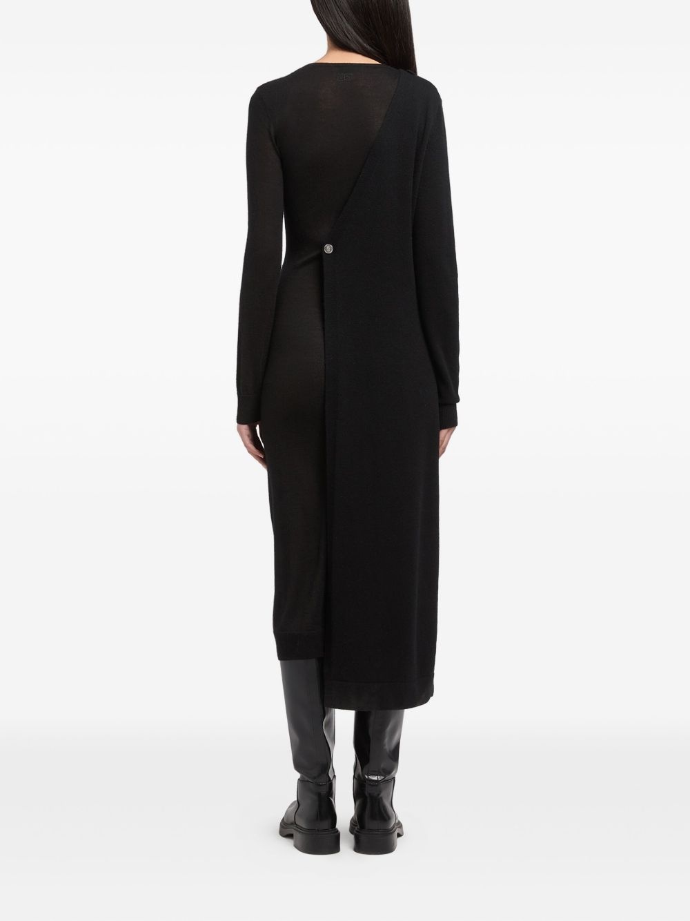 asymmetrical buttoned midi dress - 3
