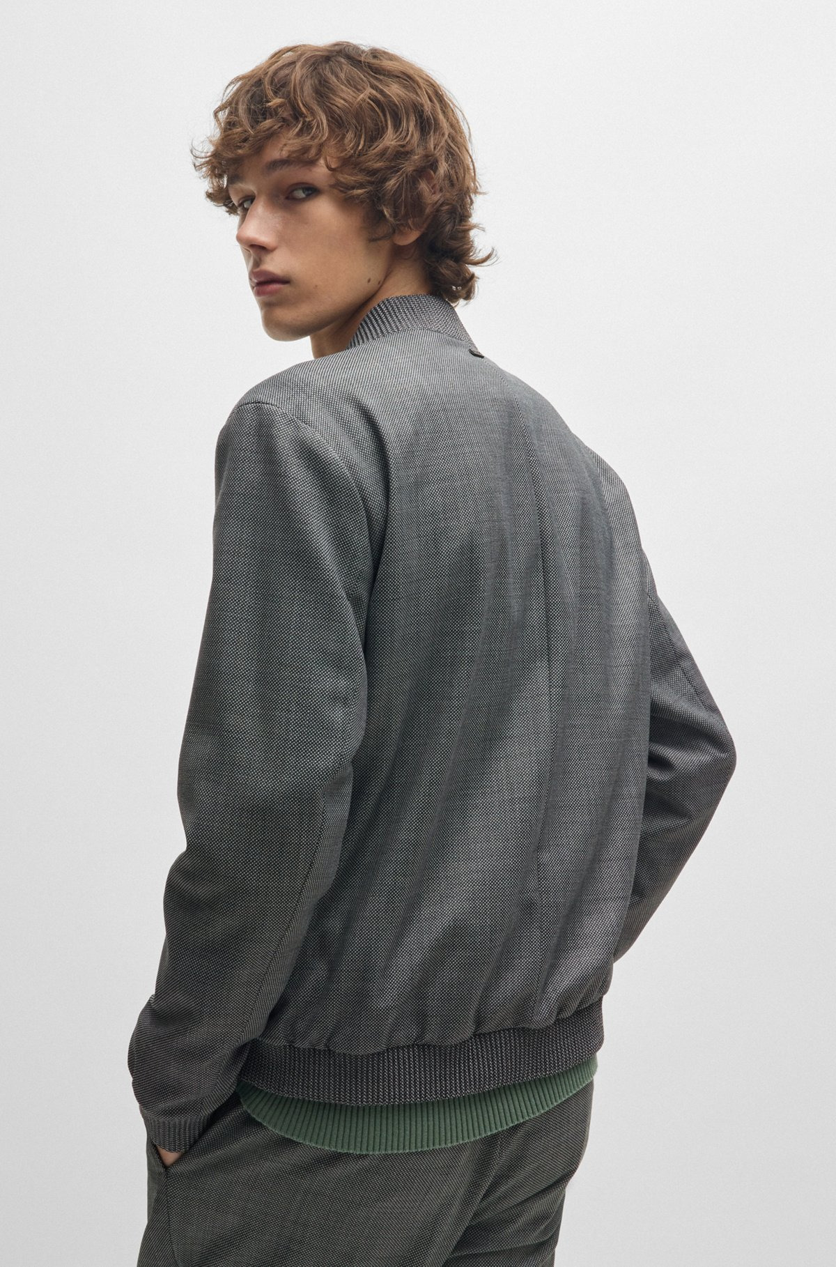 SLIM-FIT JACKET IN MICRO-PATTERNED BIRDSEYE CLOTH - 4