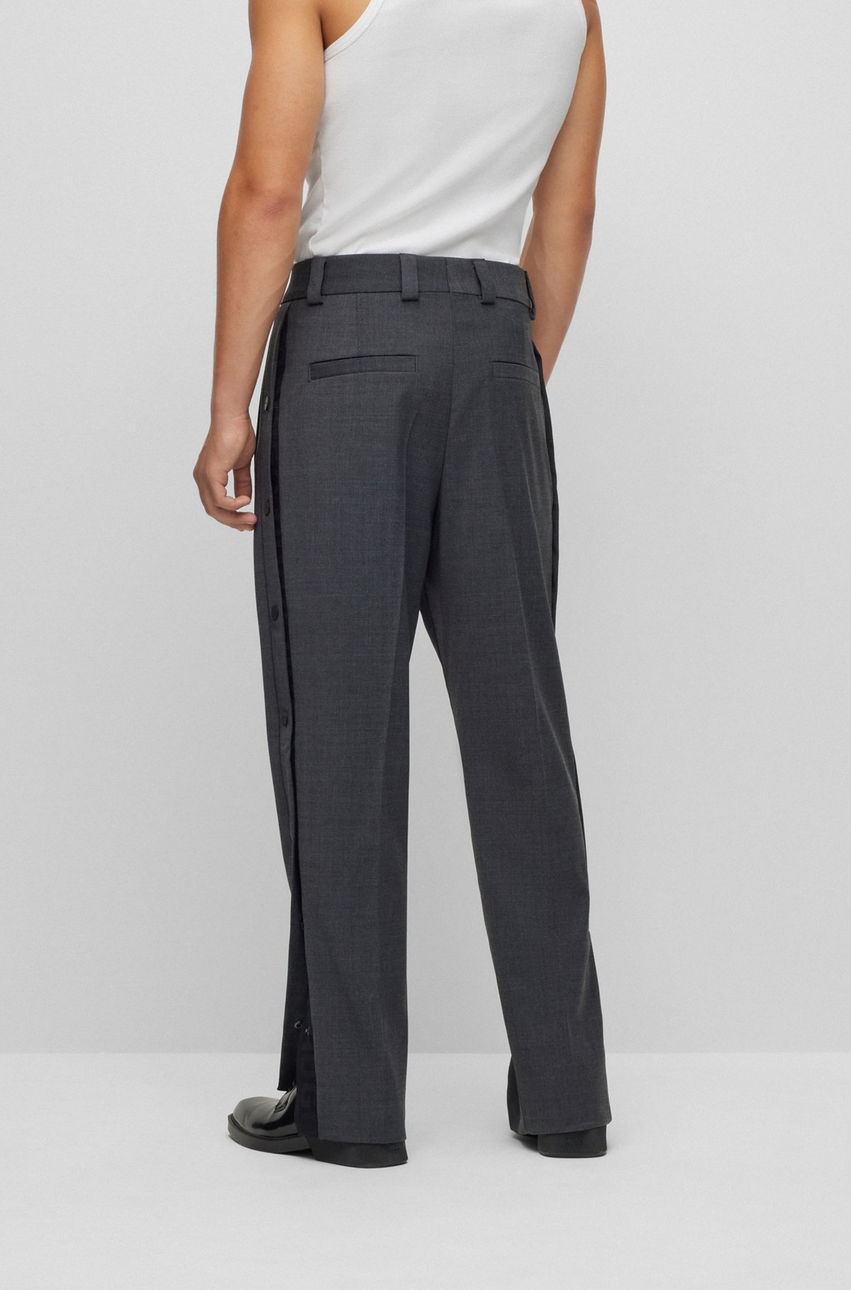 SLIM-FIT TROUSERS WITH PRESS-STUD SIDE SEAMS - 4