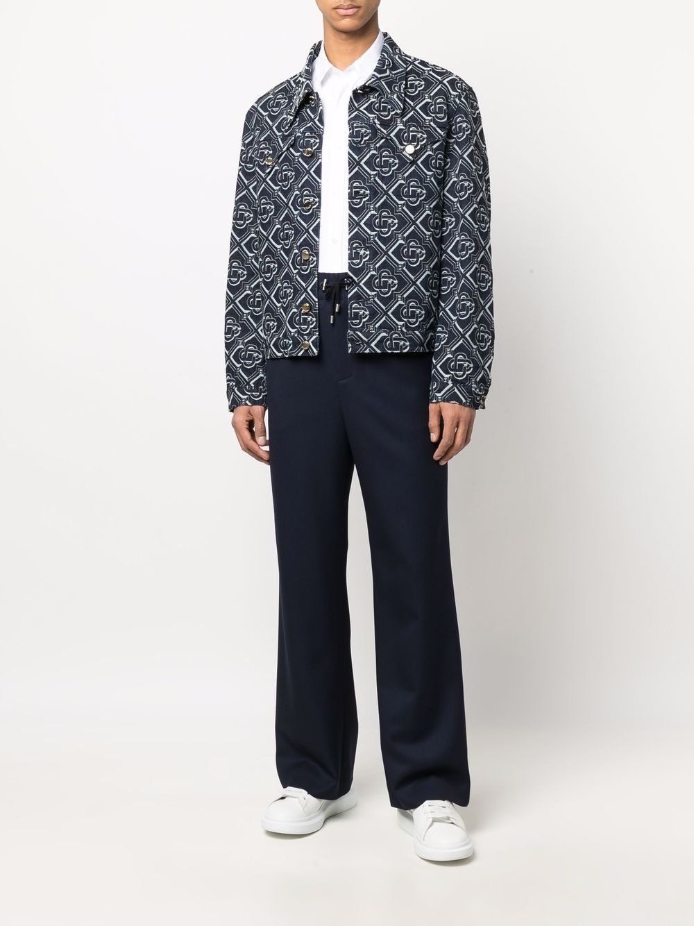 wide-leg twill trousers - 2