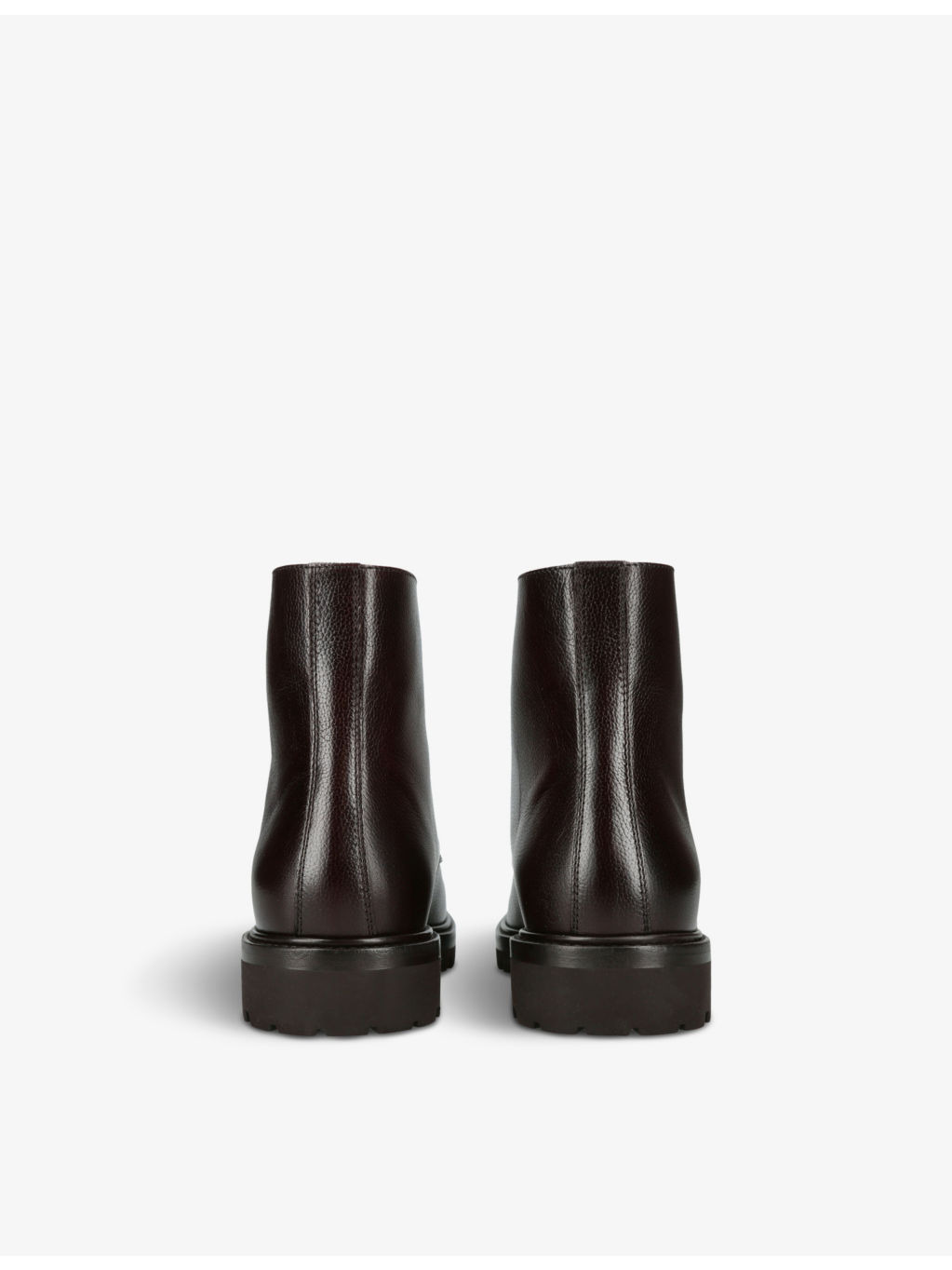 Textured shearling-lined lace-up leather boots - 4