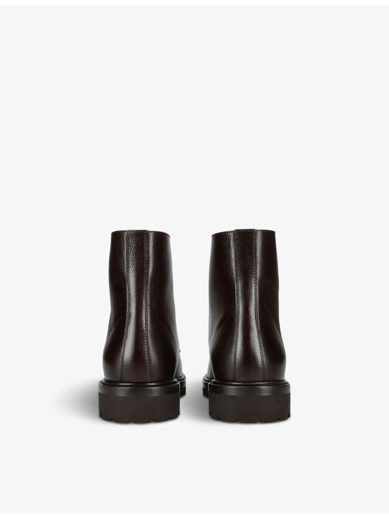 Brunello Cucinelli Textured shearling-lined lace-up leather boots outlook