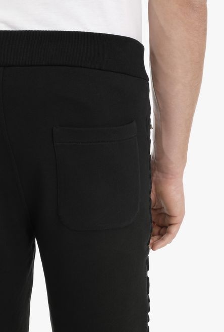 Black cotton shorts with embossed black Balmain logo - 8