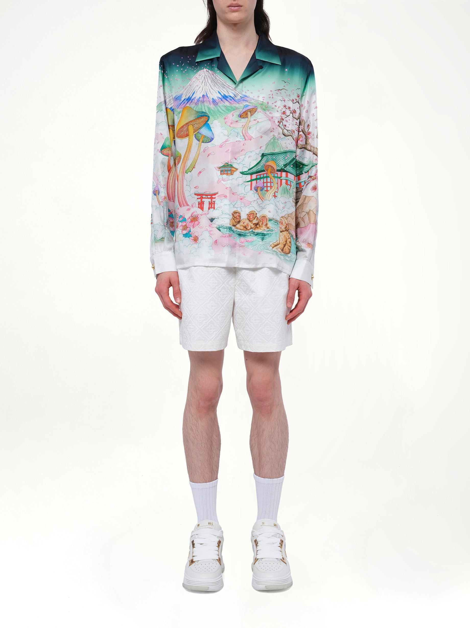 Silk Satin Flowers Shirt in Multicolour - 7