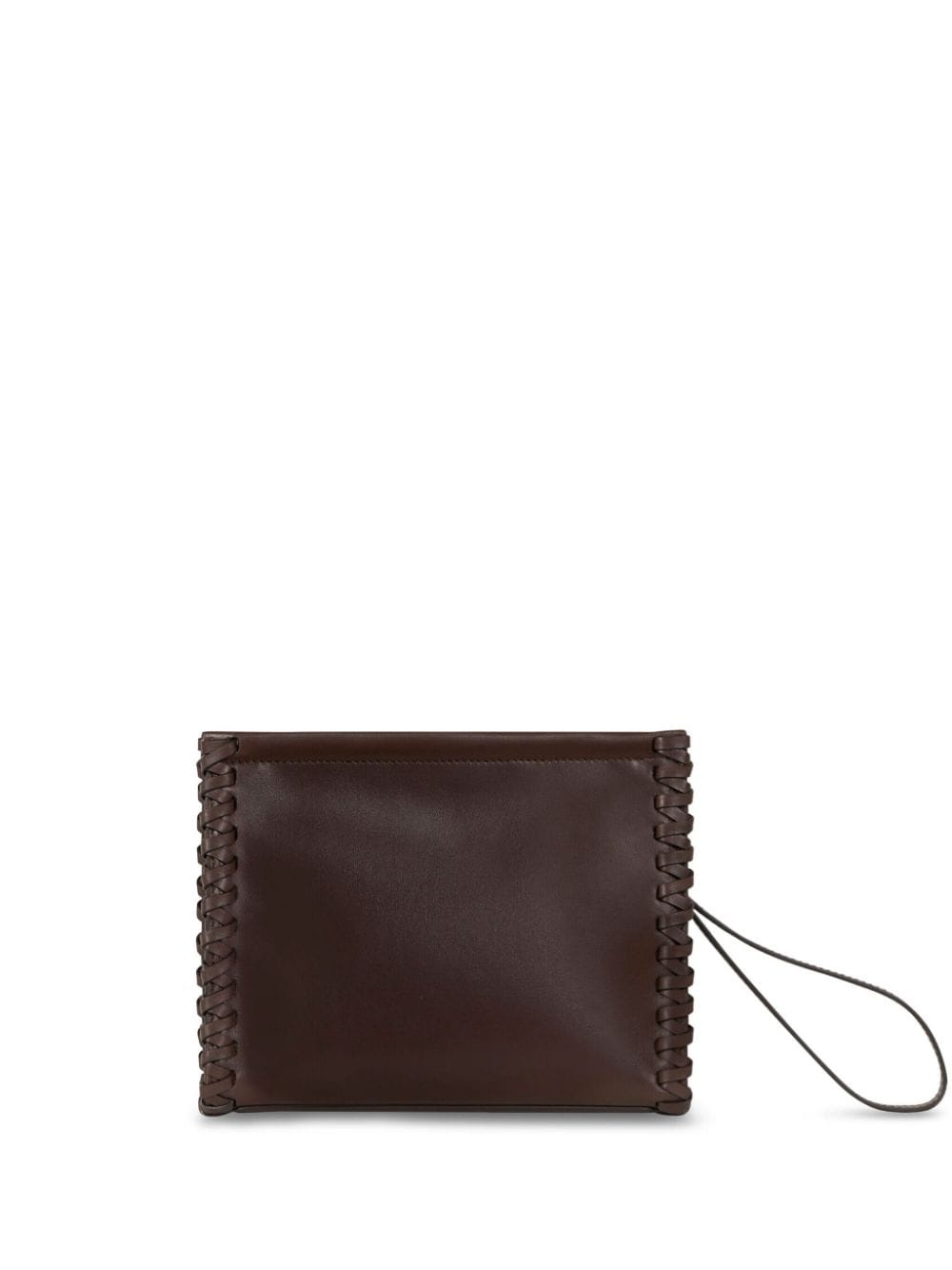 medium braided leather clutch bag - 2