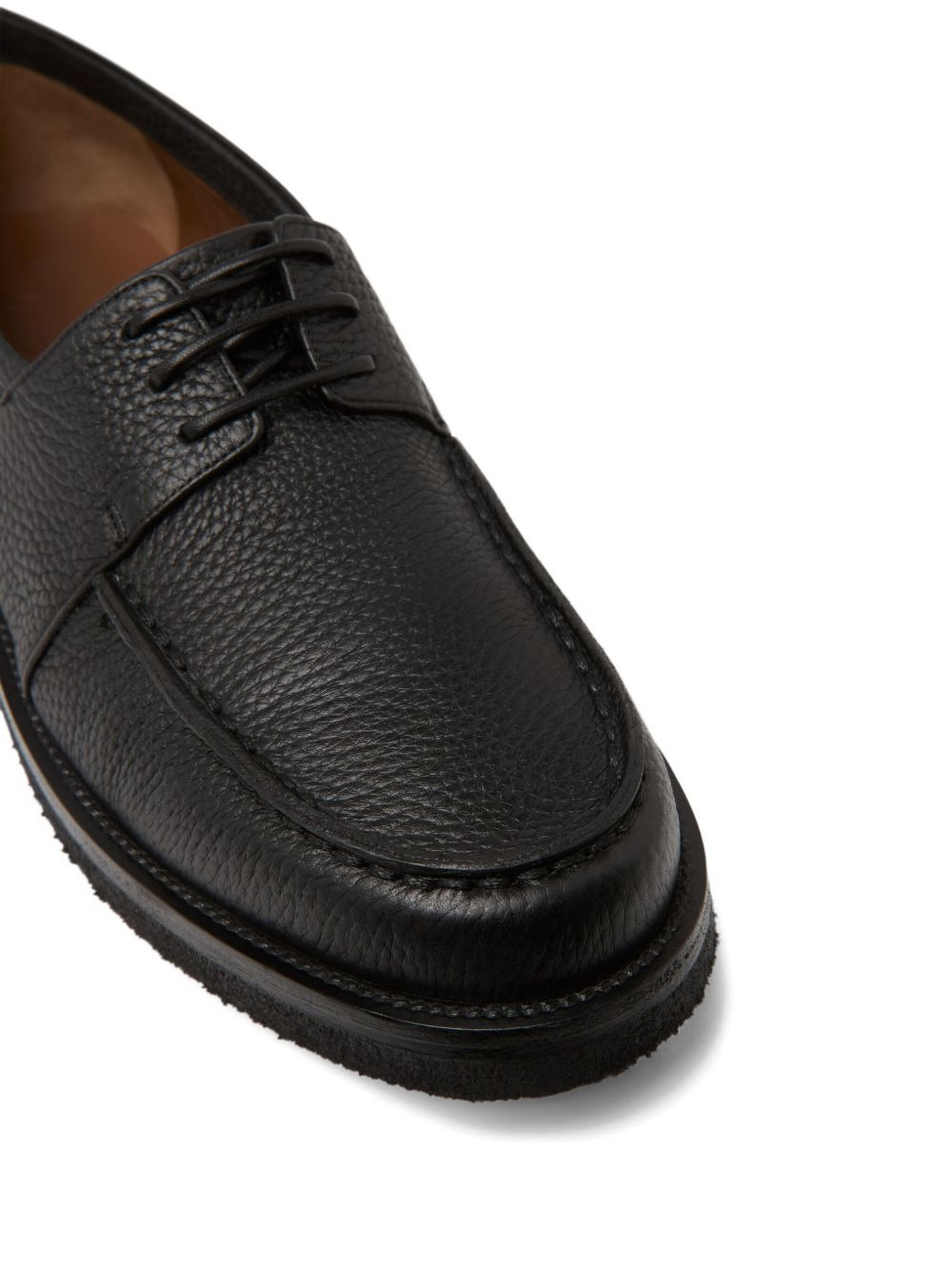 pebble-grain leather boat shoes - 4