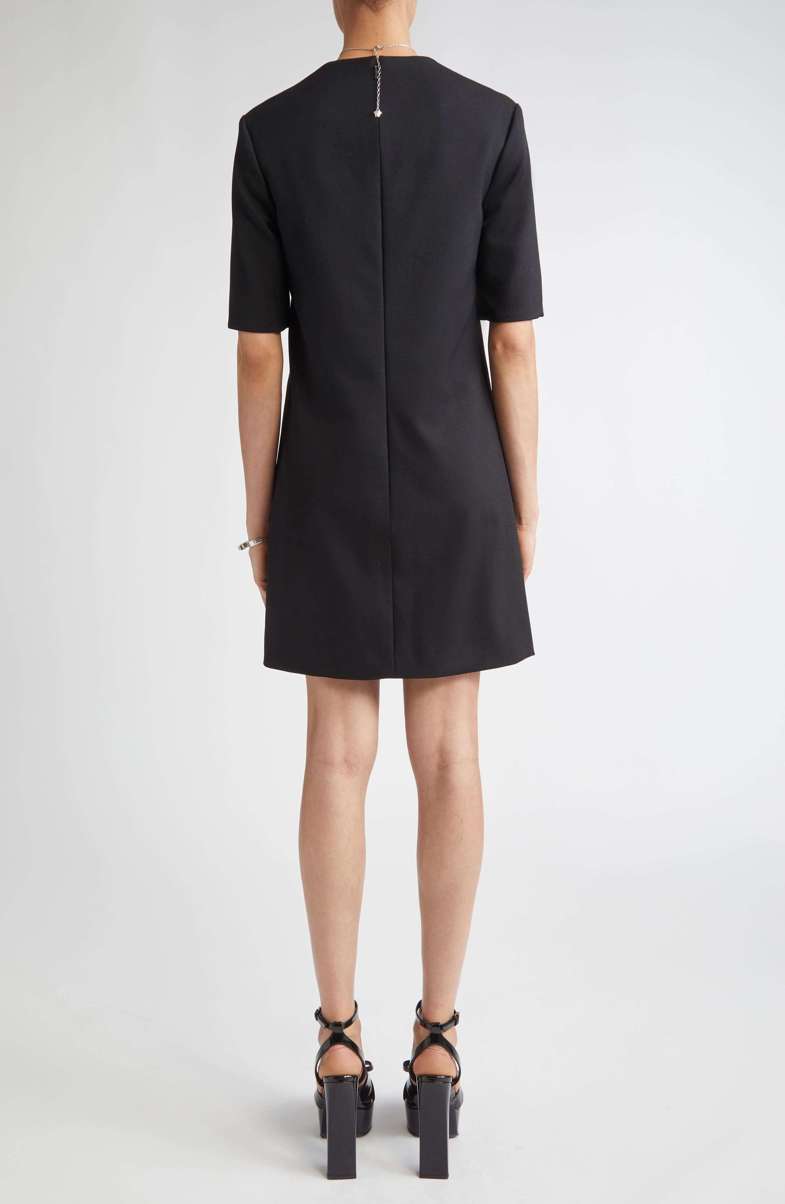 Versace Medusa Short Sleeve Shift Dress in Black at Nordstrom - 2