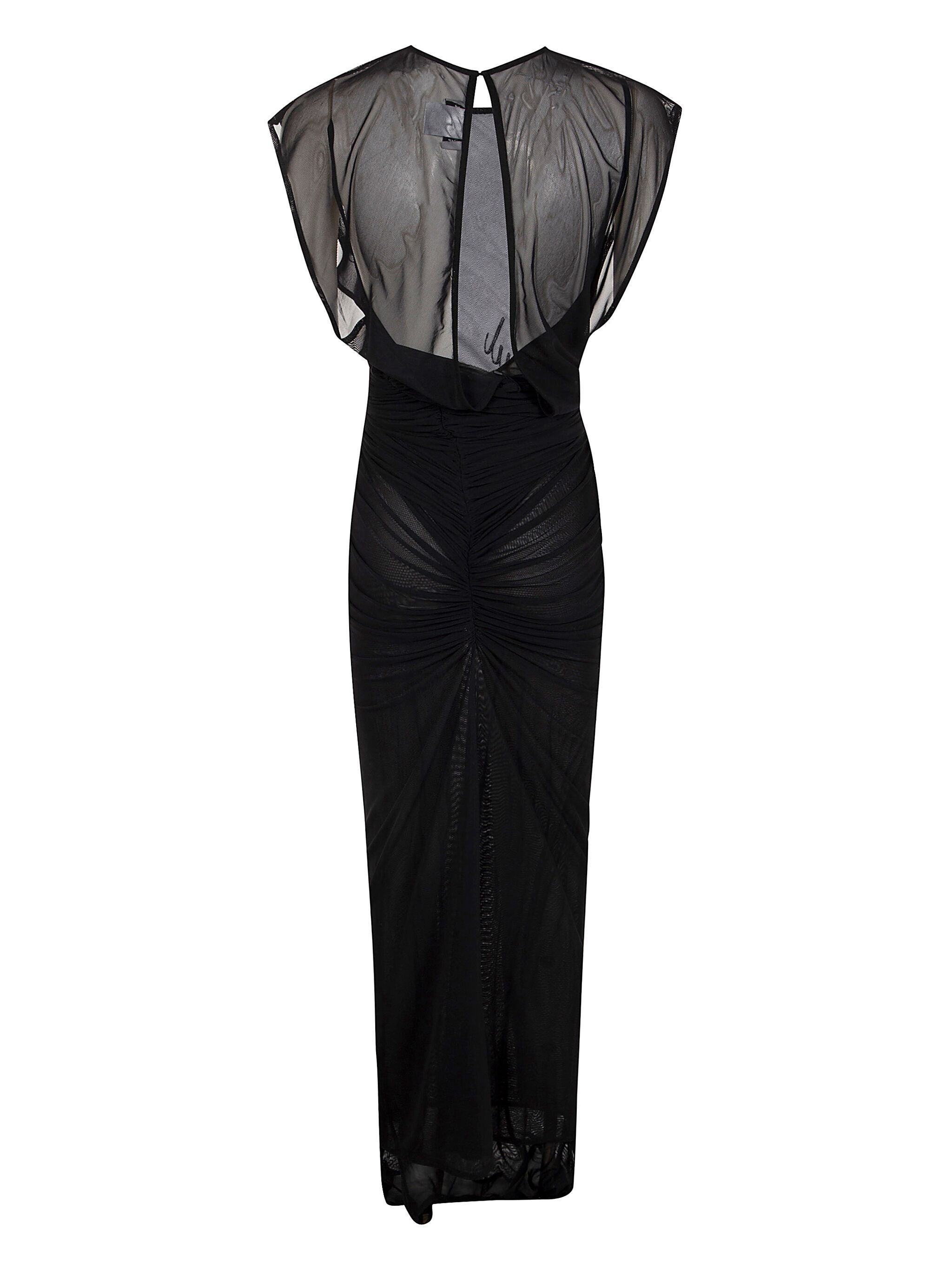 Jean Paul Gaultier Women Mesh Open Back Sleeveless Dress Velvet Flock "Jean Paul Gaultier" - 6