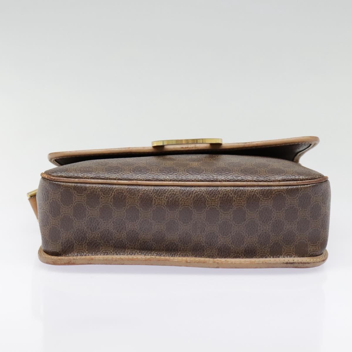 CELINE Macadam Canvas Circle Shoulder Bag Pvc Leather Brown Gold - 10