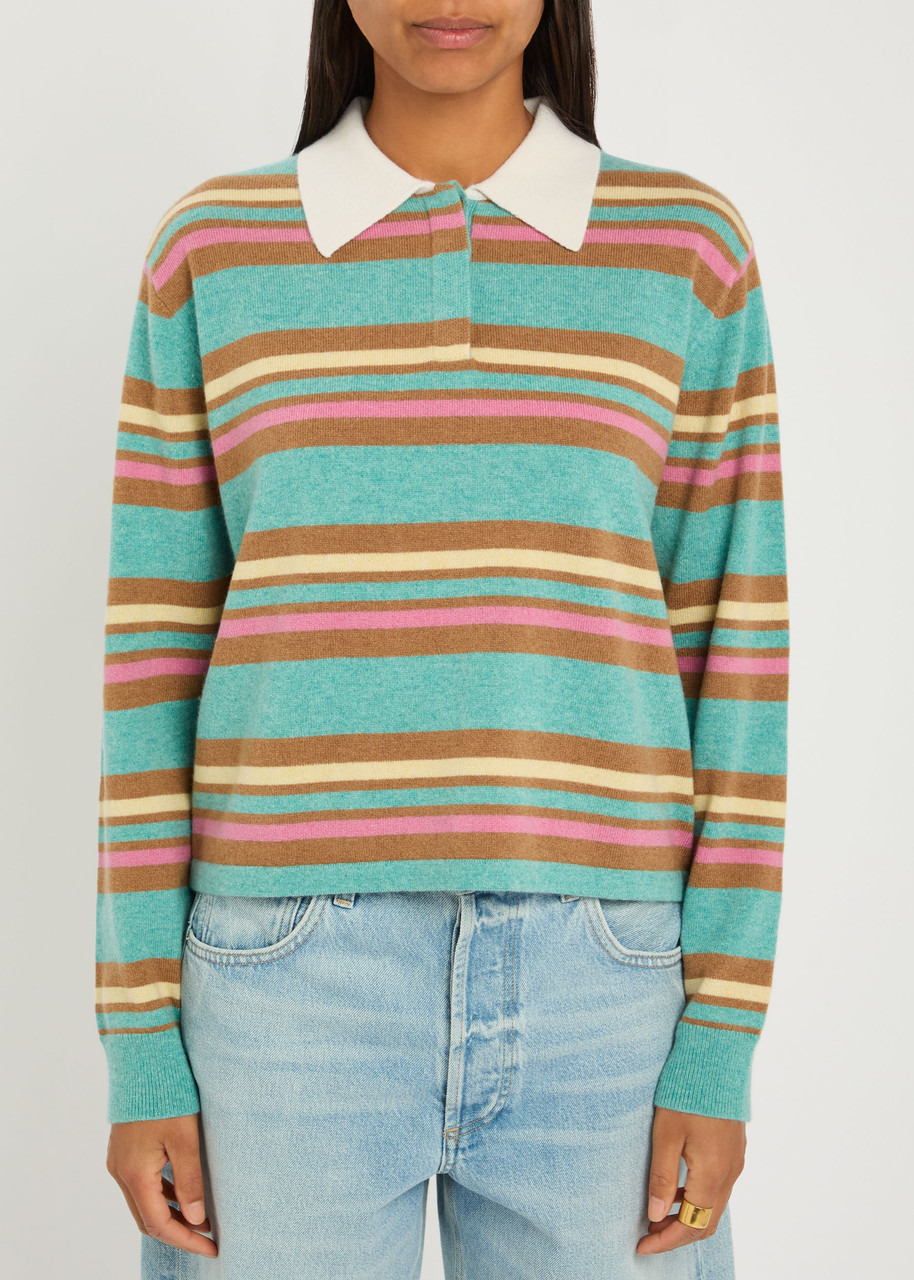 Guest In Residence Striped Cashmere Polo top - 2