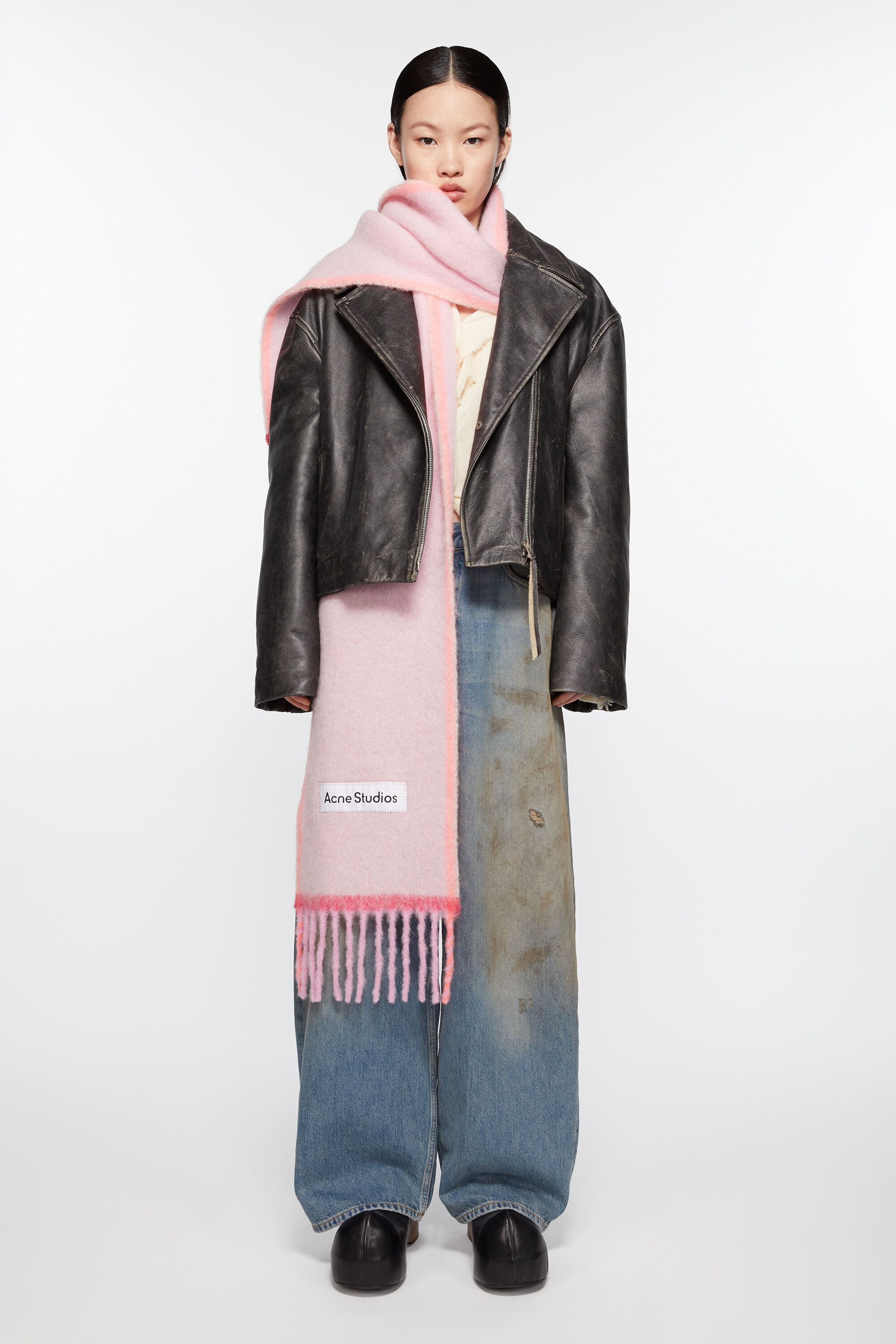 Wool mohair scarf - Narrow - Pink - 2