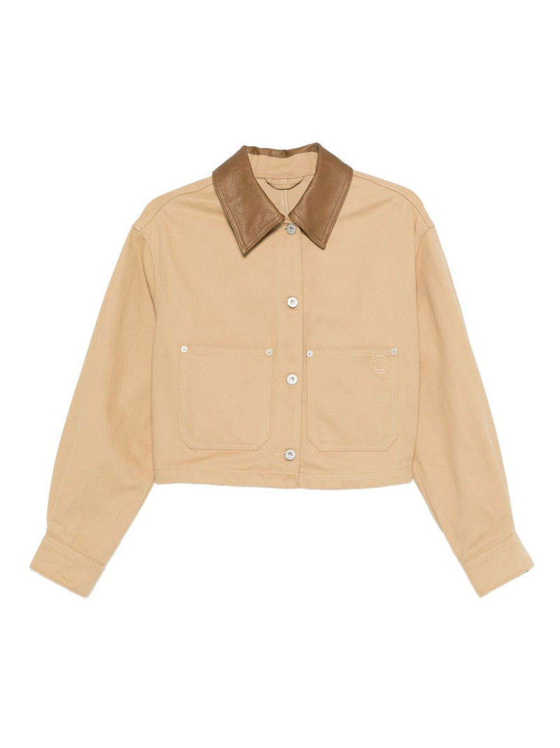 contrasting-collar cropped jacket 1