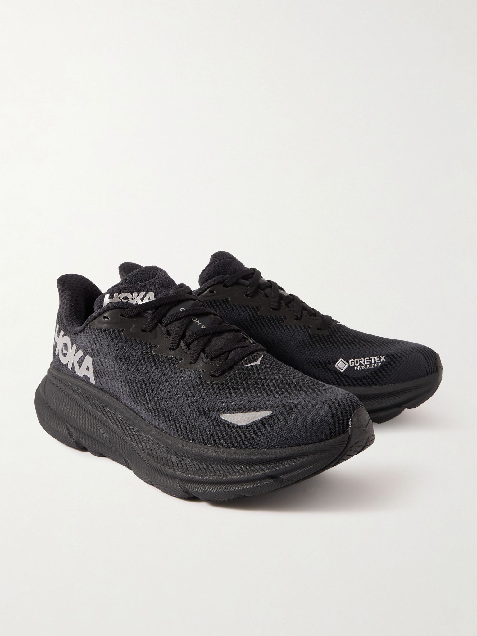 Clifton 9 Rubber-Trimmed Recycled-GORE-TEX Invisible Fit Sneakers Black - 4