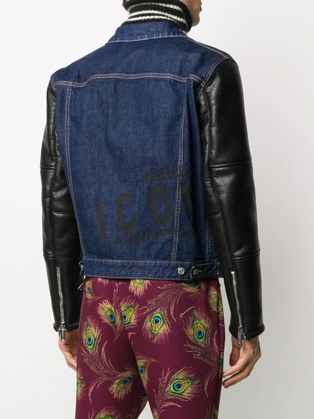 logo print denim jacket - 4