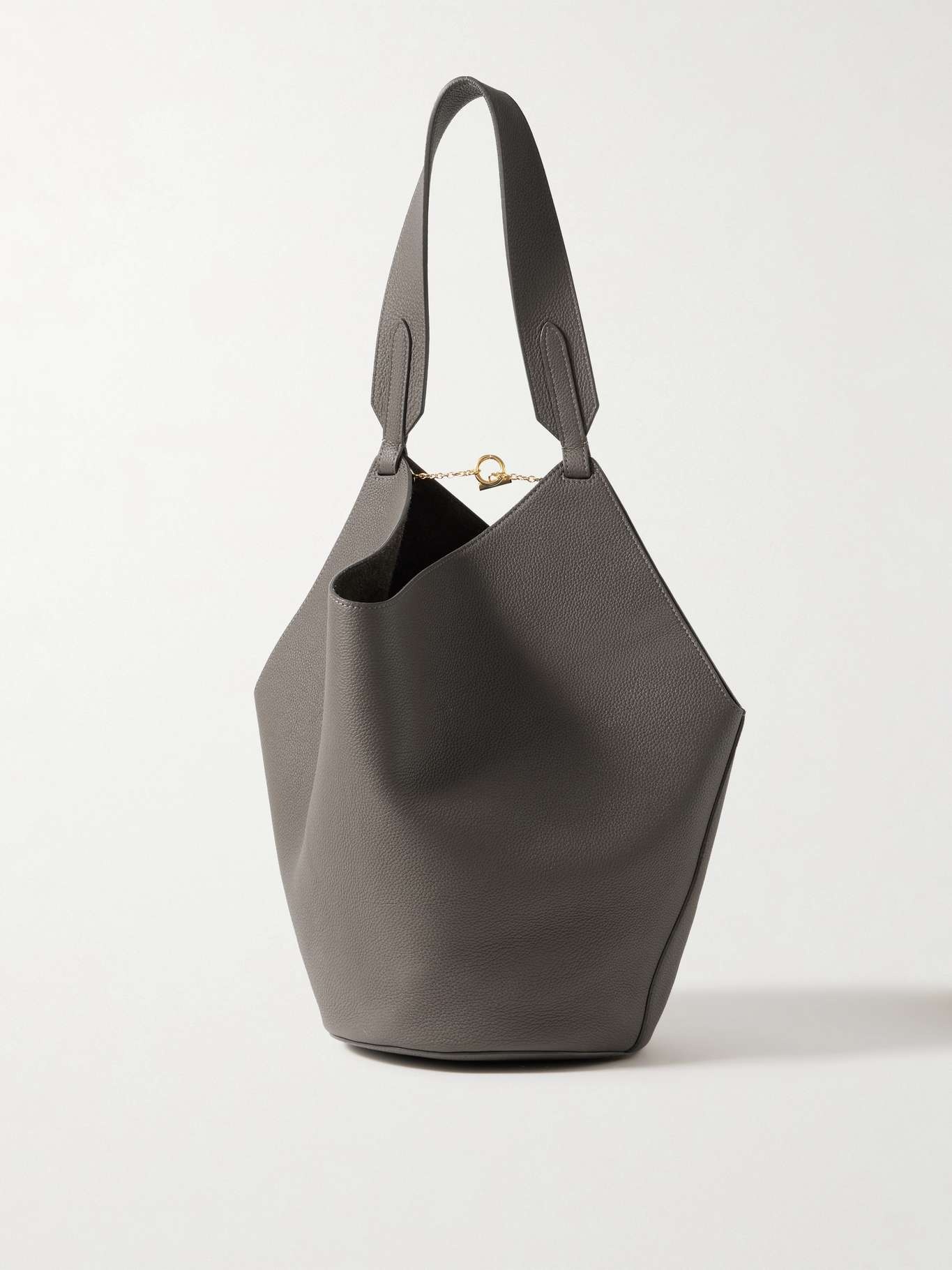 Lotus small textured-leather tote Anthracite - 3