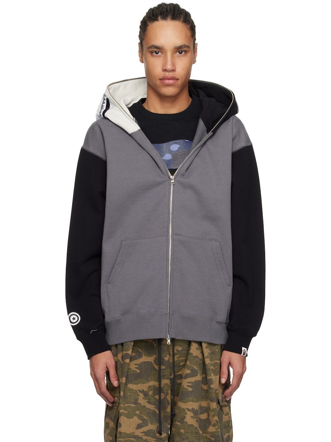 Black & Gray Shark Full Zip #1 Hoodie - 1