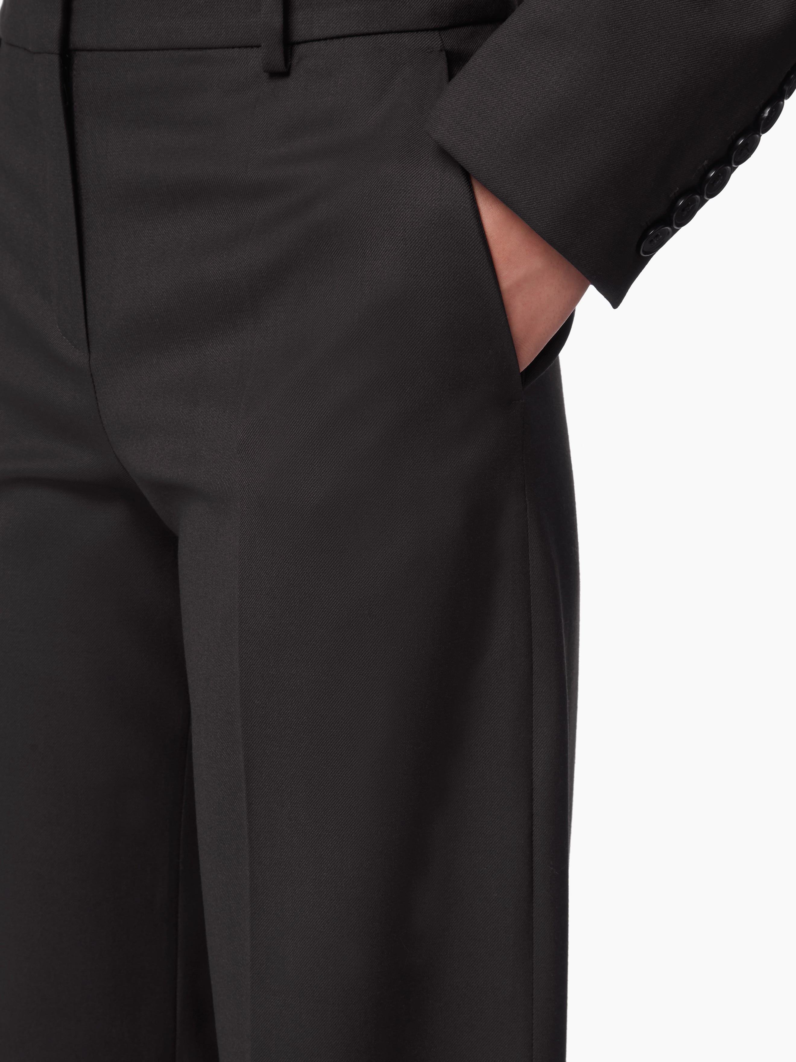 WIDE LEG WOOL GABARDINE PANTS - 3
